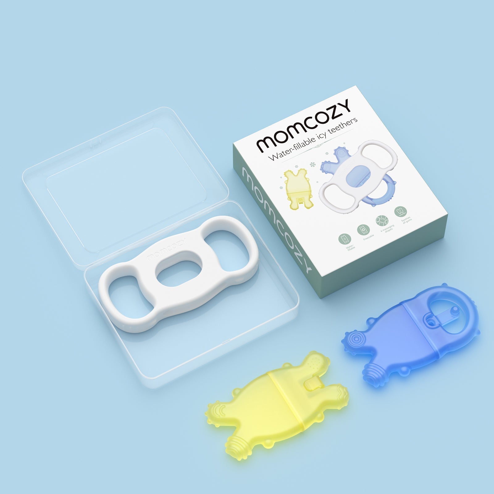 Momcozy Water Fillable Teether (Blue and Yellow 2 Pcs)