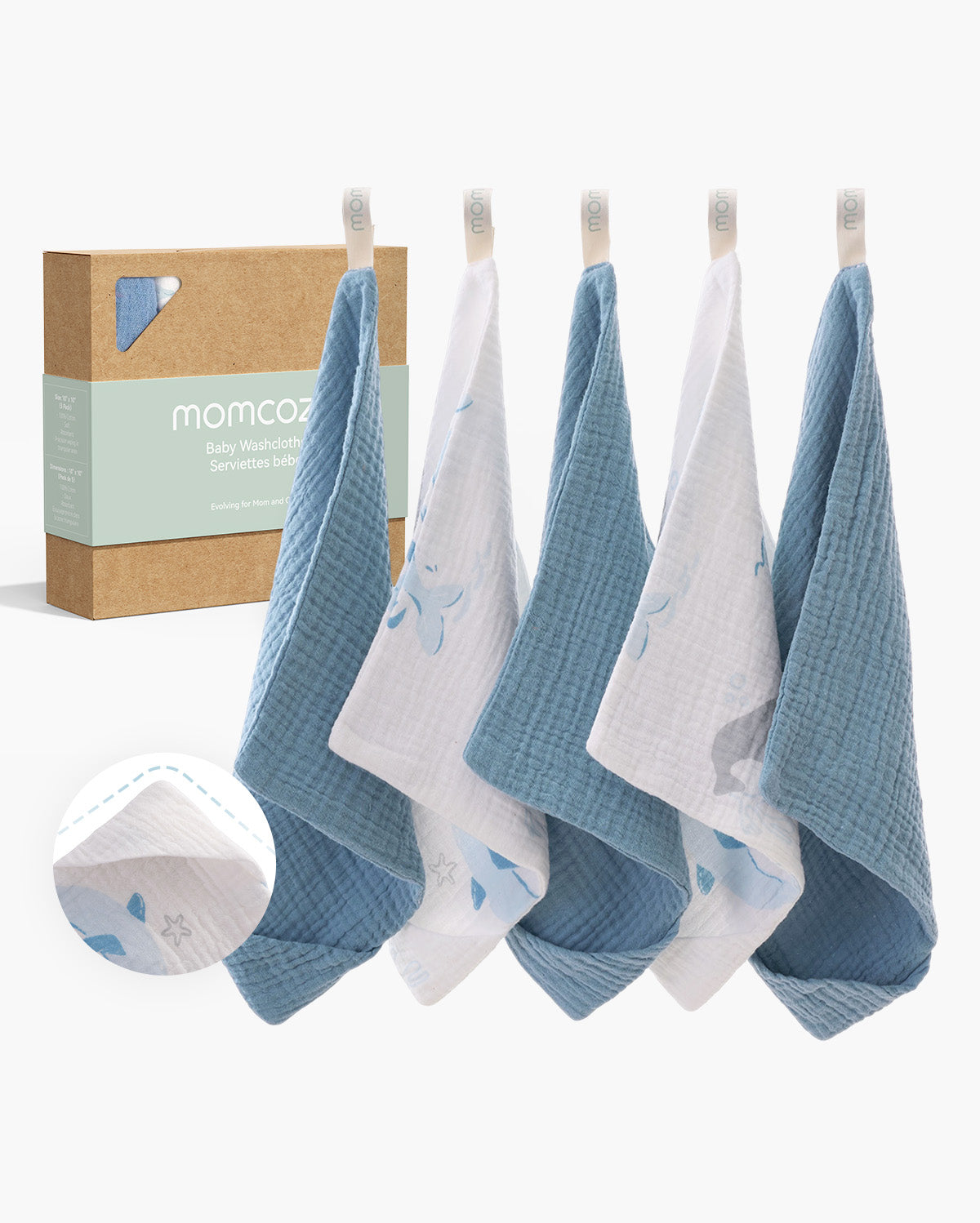 Momcozy Baby Washcloths – Soft 4-Layer Cotton, Gentle for Newborns