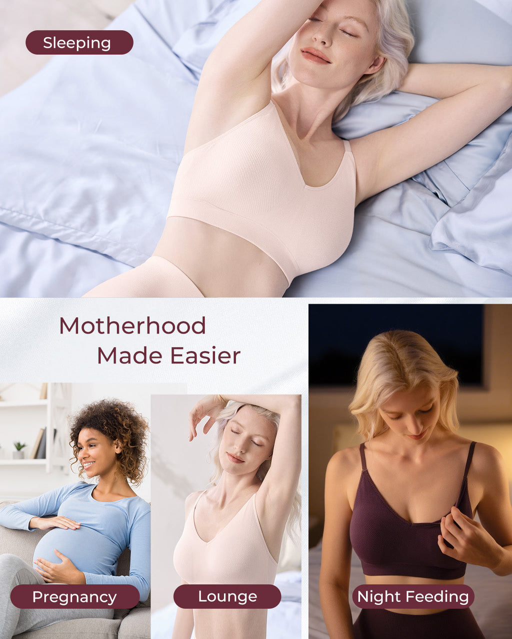 Momcozy Seamless Sleep Bra - Wireless, Stretchy & Soft