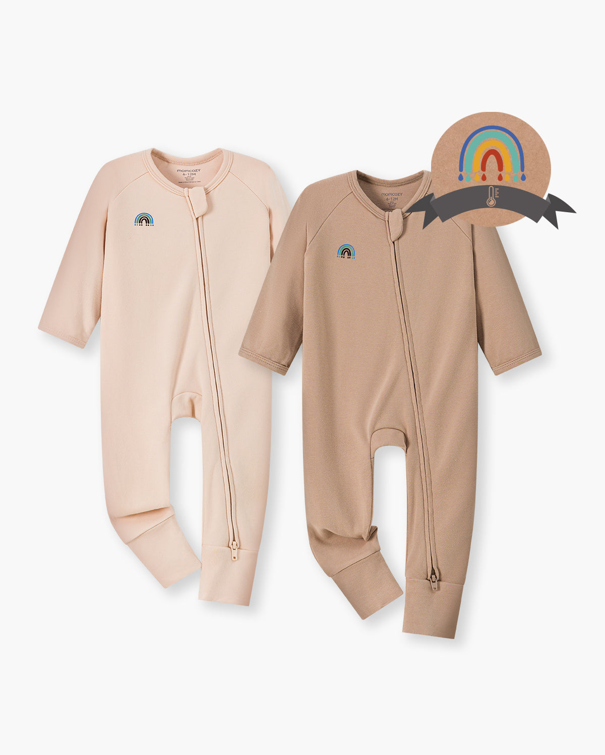 Momcozy Boy Girl Baby Pajamas - Newborn Sleepers - Dull Brown & Pinkish Grey