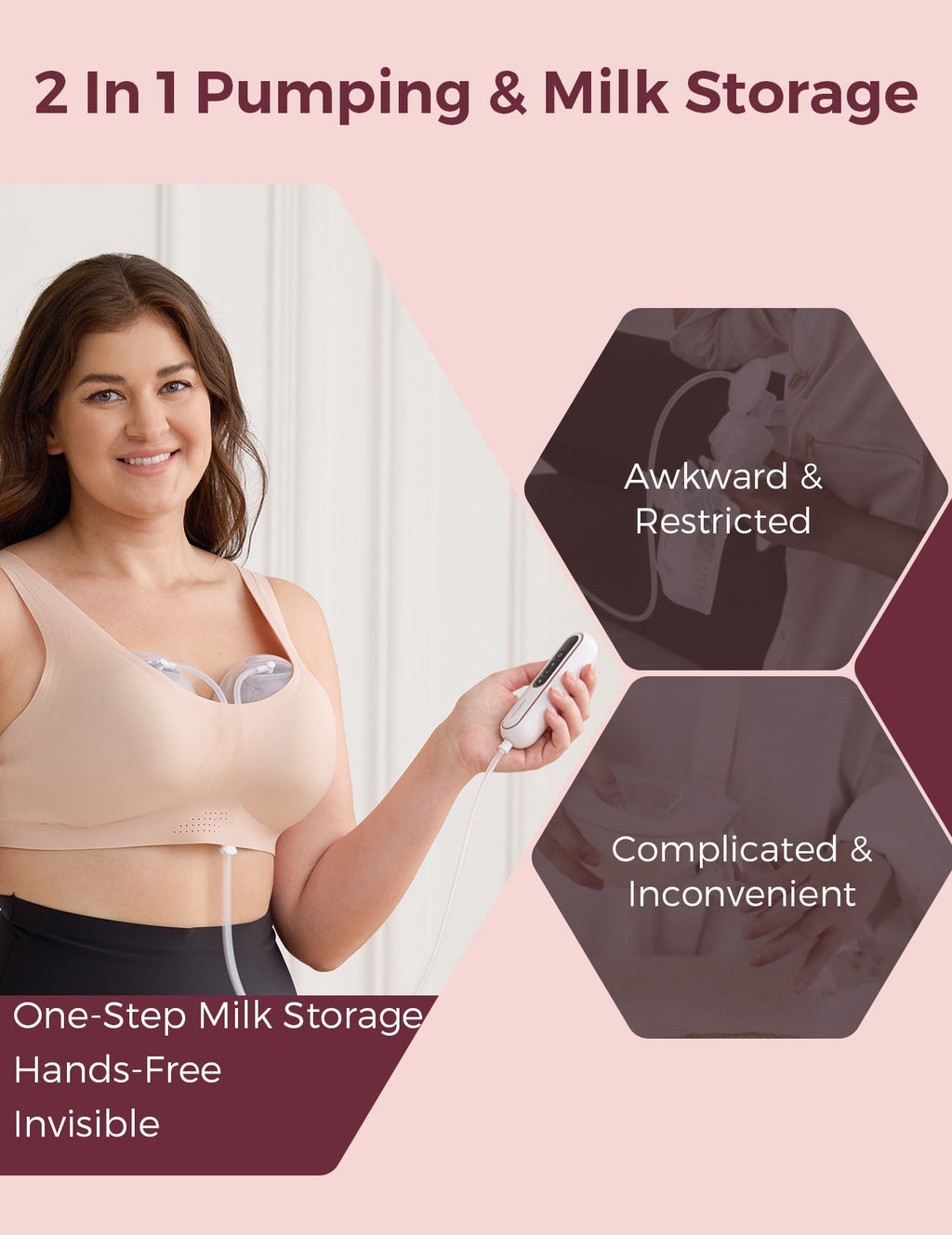Momcozy Wearable Milk Collection Cups - for Momcozy V Series & Most Traditional Tube-Connected Electric Breast Pumps