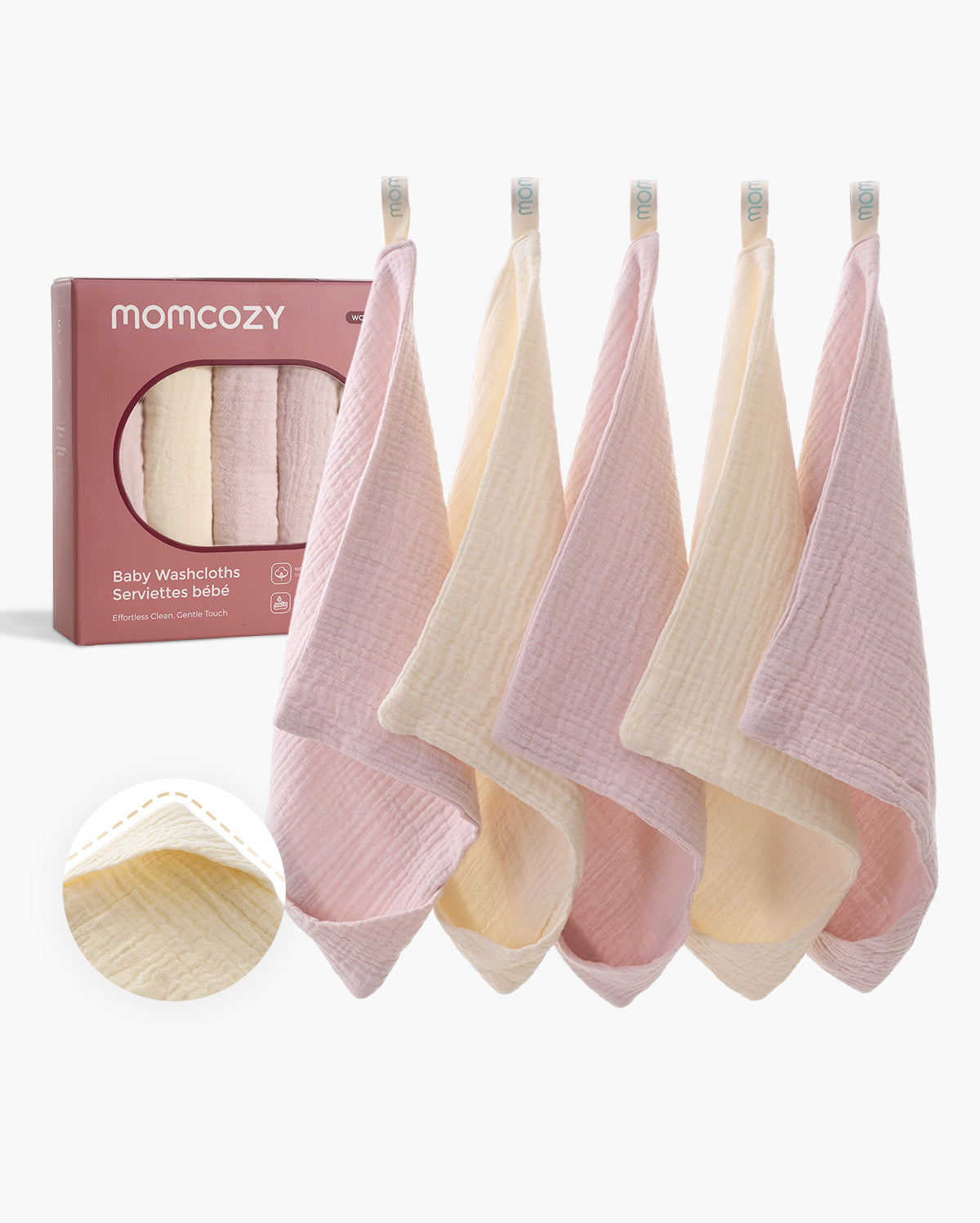 Momcozy Baby Washcloths – Soft 4-Layer Cotton, Gentle for Newborns