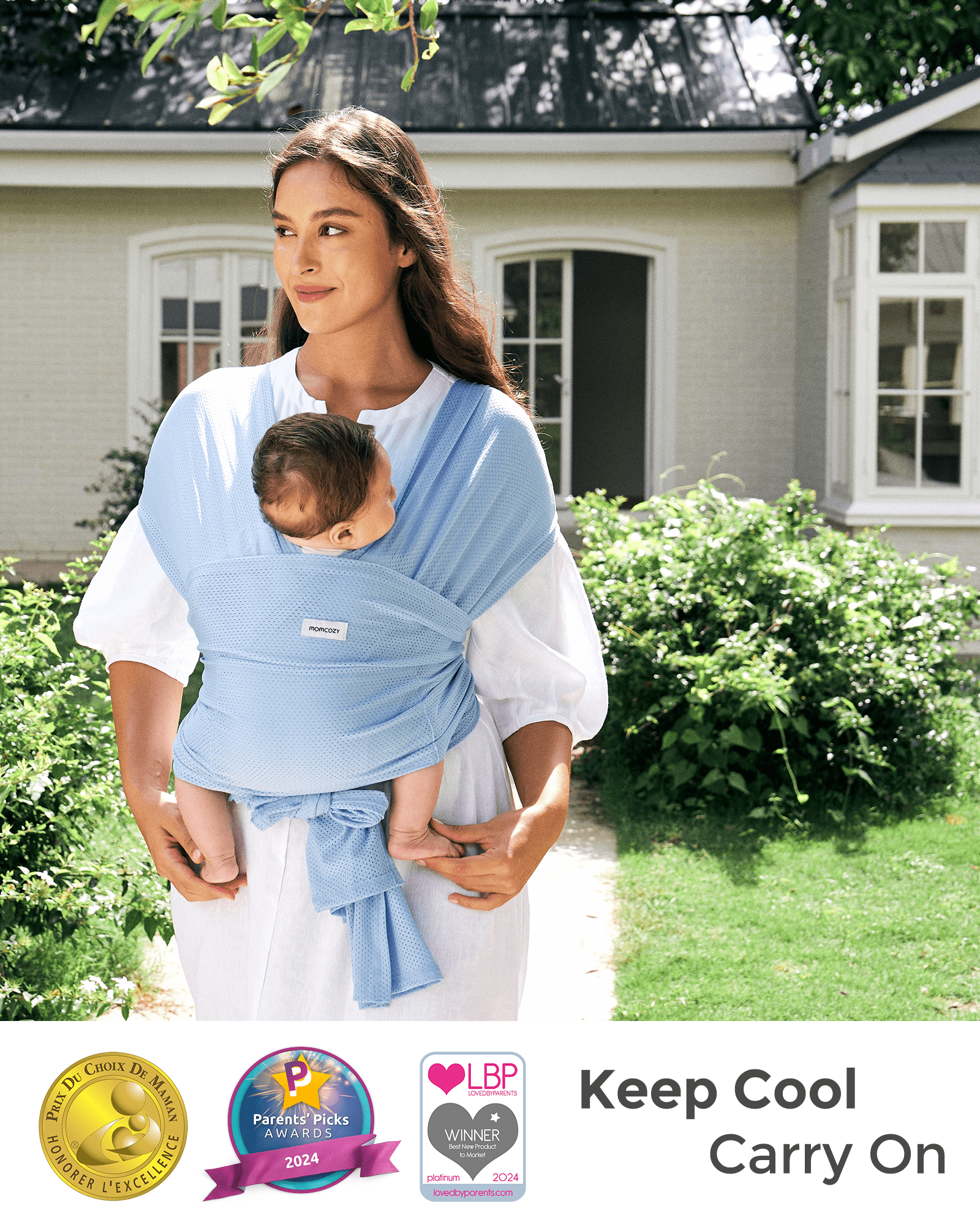 Momcozy Blue Mesh Baby Wrap