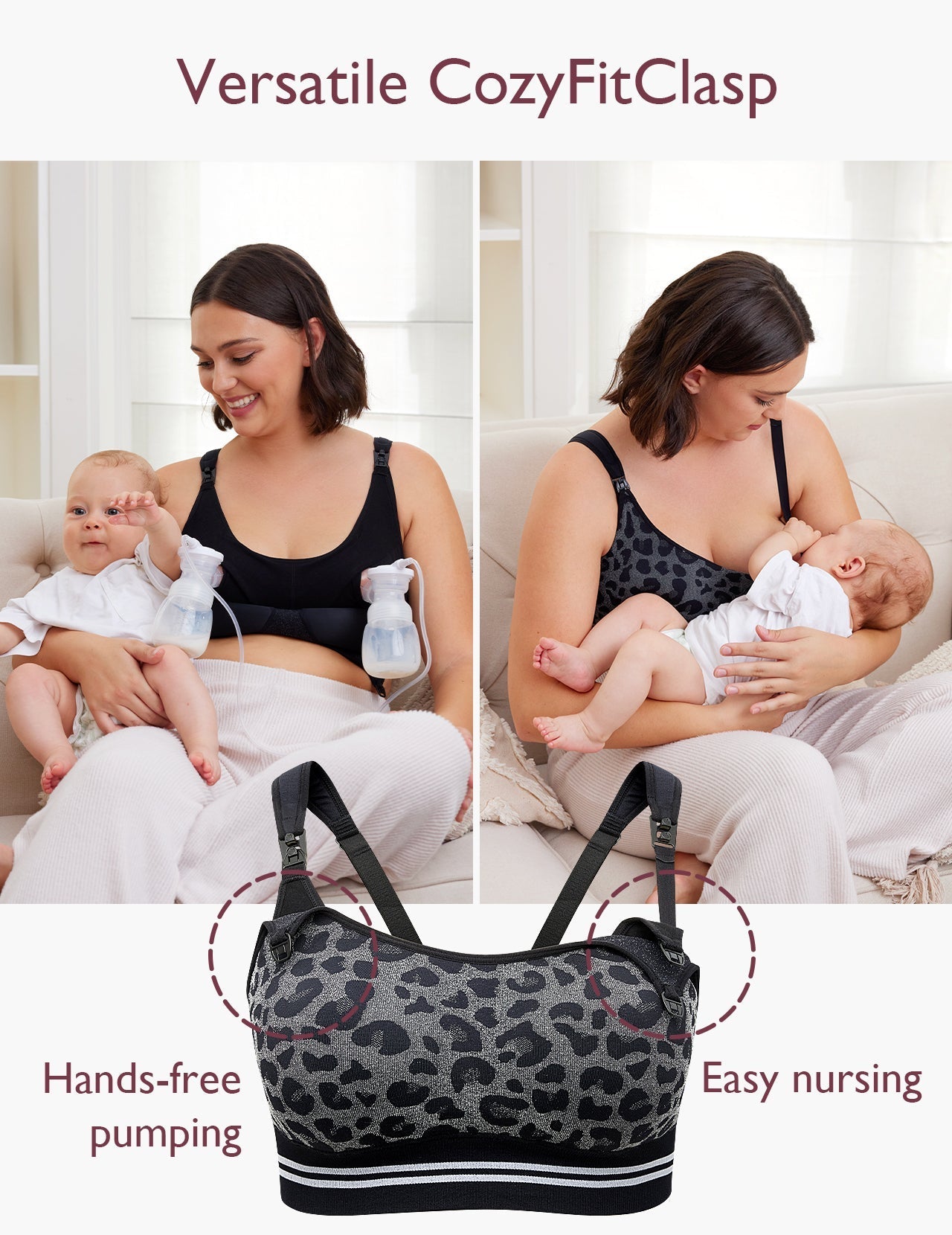 Ultra Soft Seamless Nursing Bra YN21 & DEX - 4-in-1 Hands Free Seamless Stretch Fabric Pumping Bra Bundle
