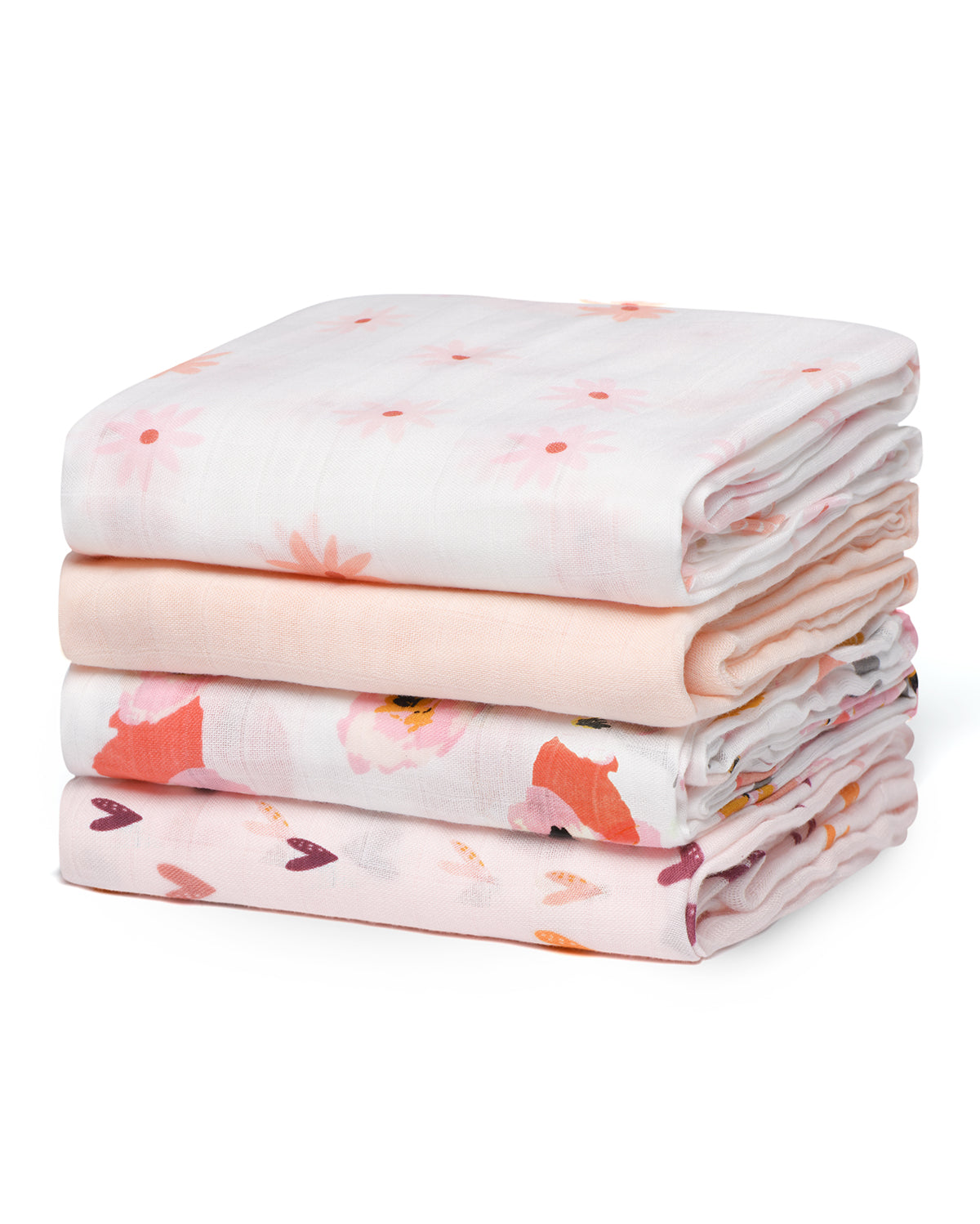 Momcozy Softness Swaddle Blankets - Heart Flower (4 Pack)