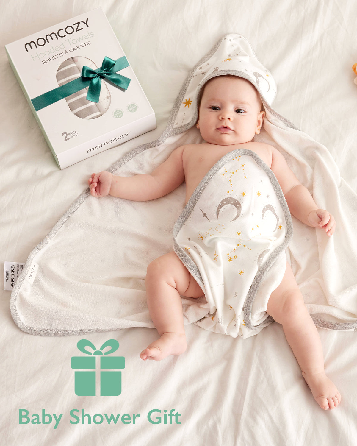 Momcozy Baby Hooded Towel - Starry Sky, 2-Pack