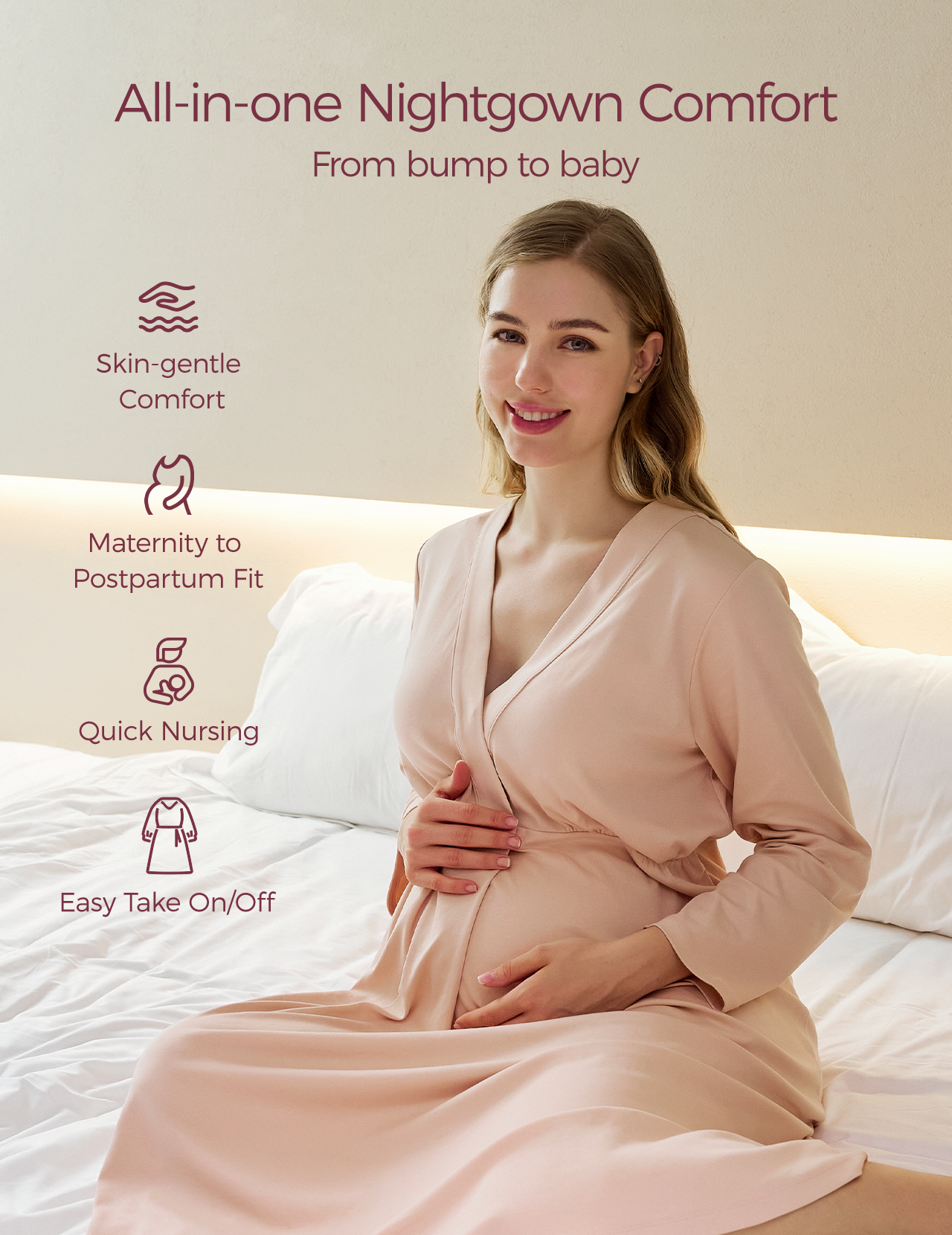 Momcozy Womens Nursing Maternity Nightgown for Breastfeeding