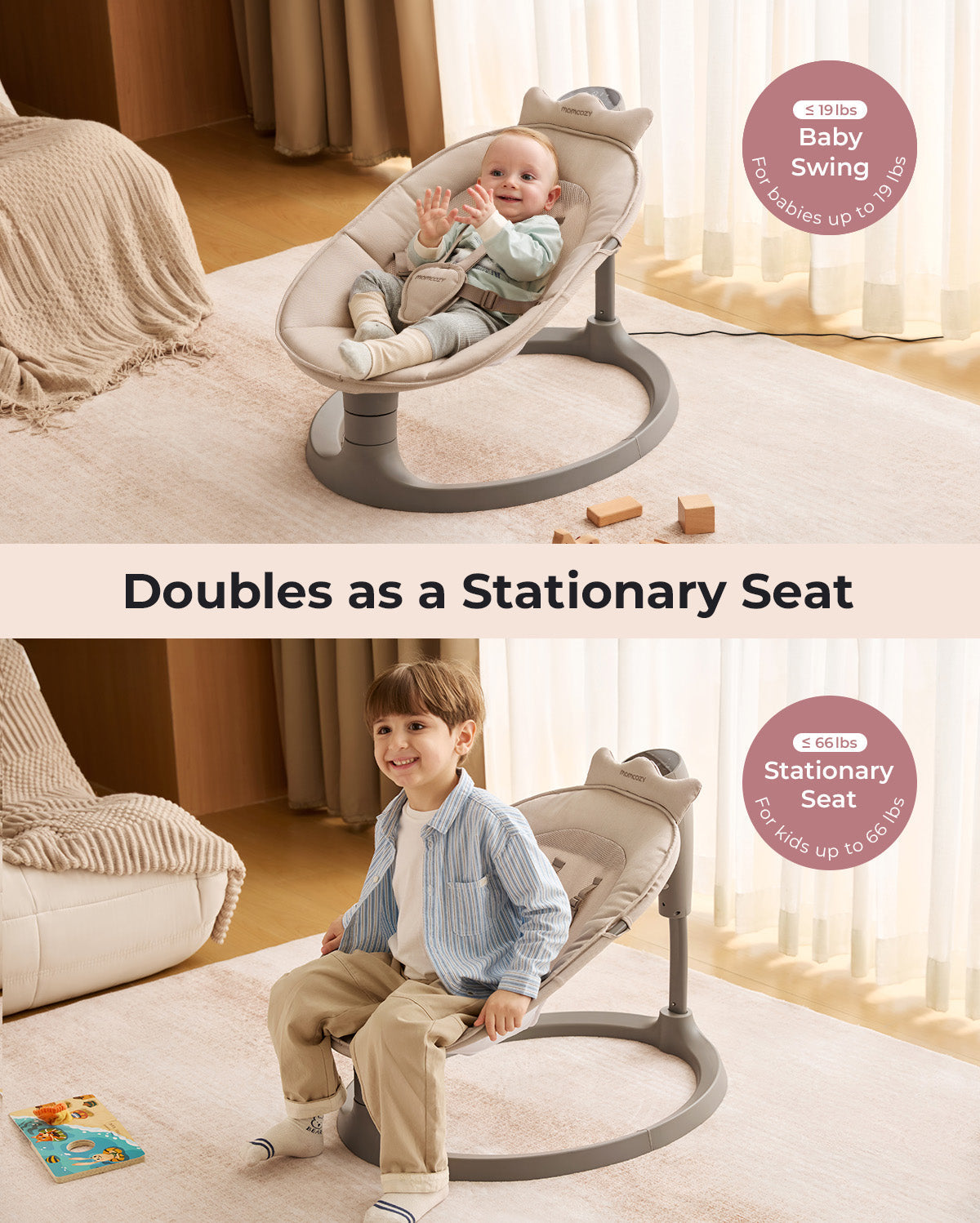 Momcozy 2-in-1 Electric Baby Swing