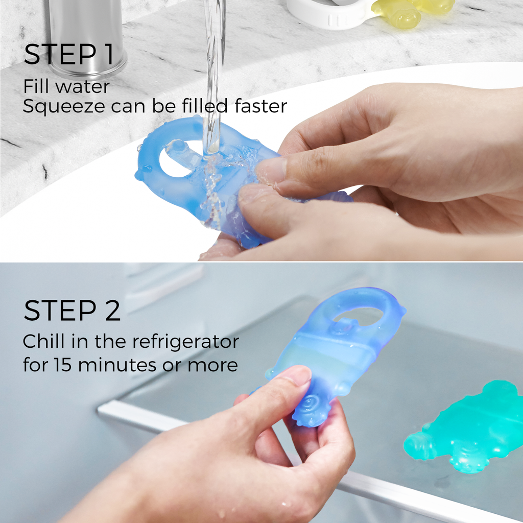 Momcozy Water Fillable Teether (Blue and Yellow 2 Pcs)
