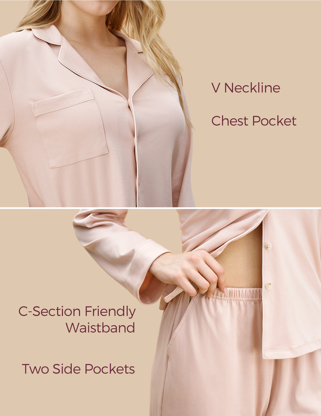 Postpartum Soft Cotton Nursing Pajama Set