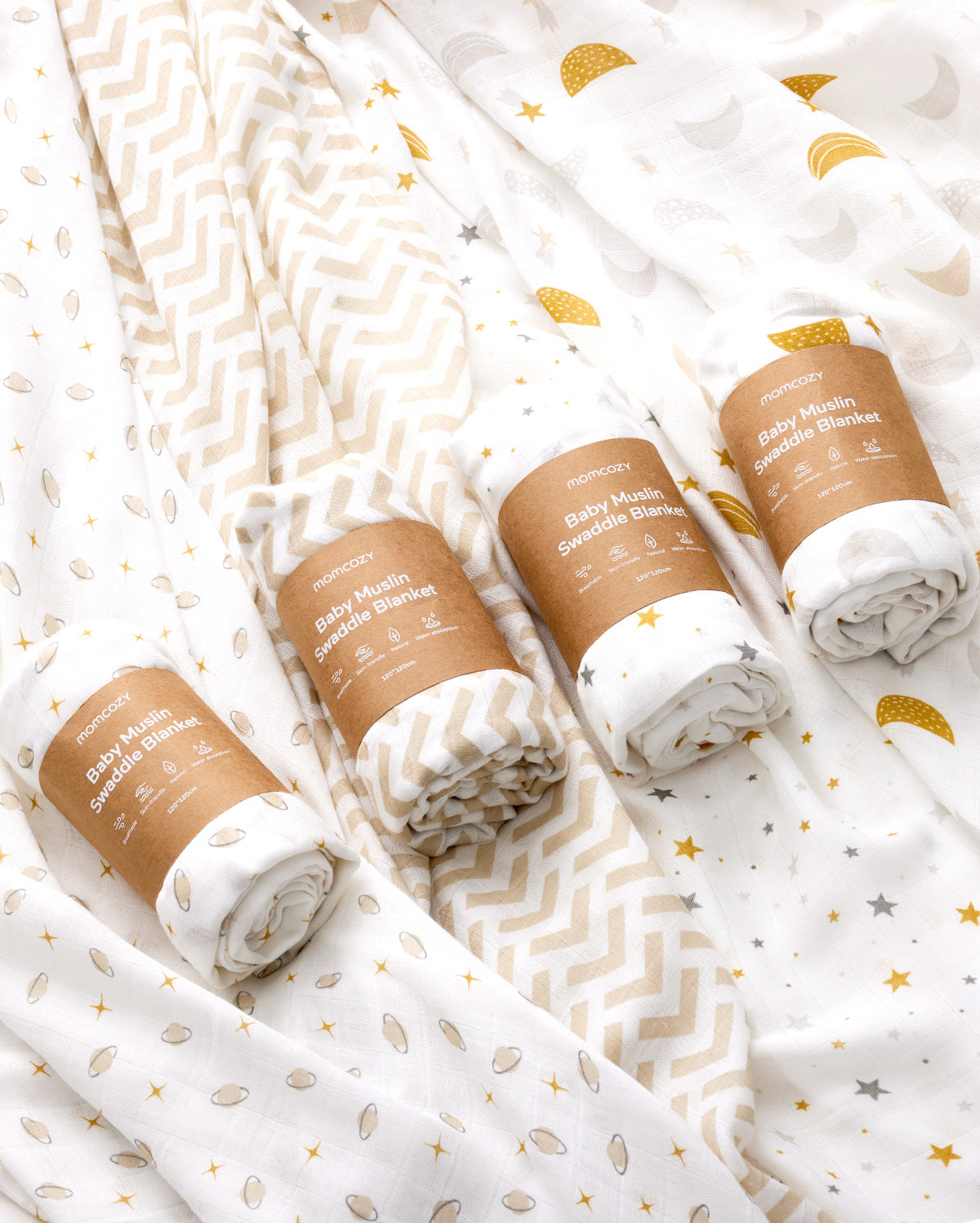 Momcozy Softness Swaddle Blankets - Bling Star (4 Pack)