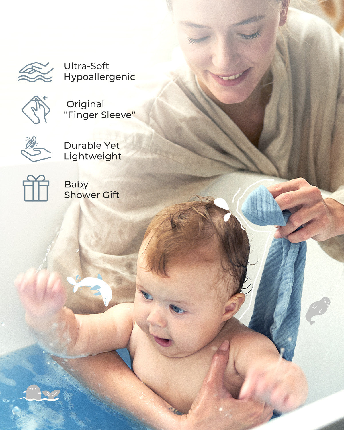 Momcozy Baby Washcloths – Soft 4-Layer Cotton, Gentle for Newborns