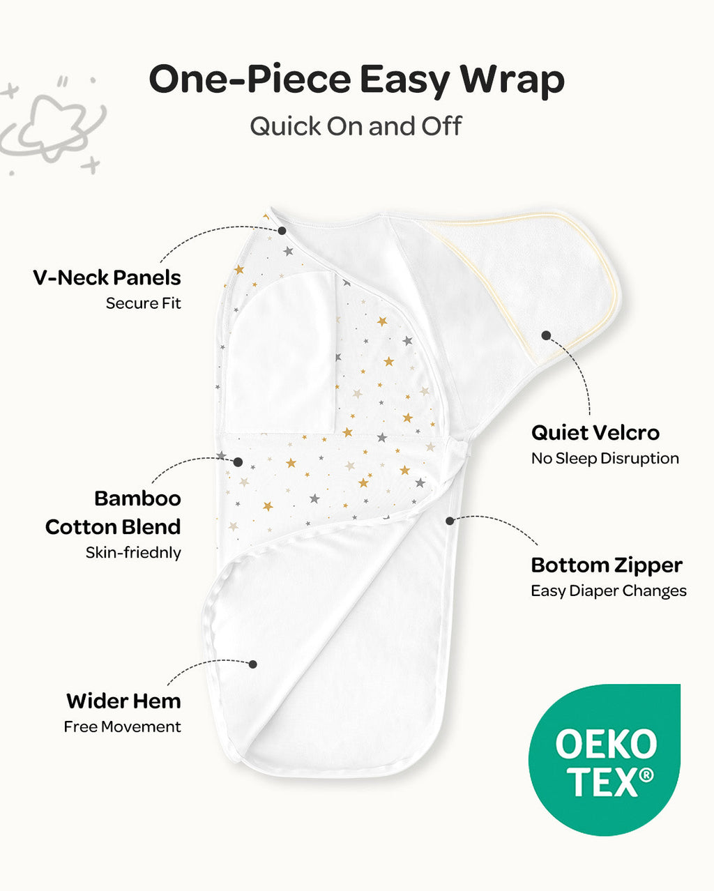 Momcozy Easy Swaddle Wrap For 0-3M