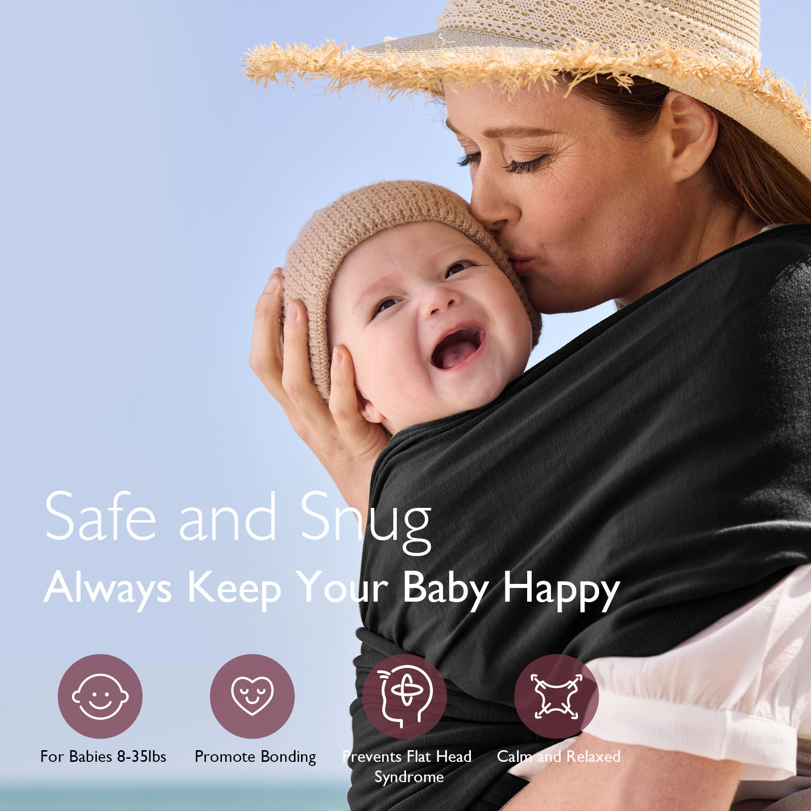 Easy to Wear Hands Free - Baby Wrap Carrier