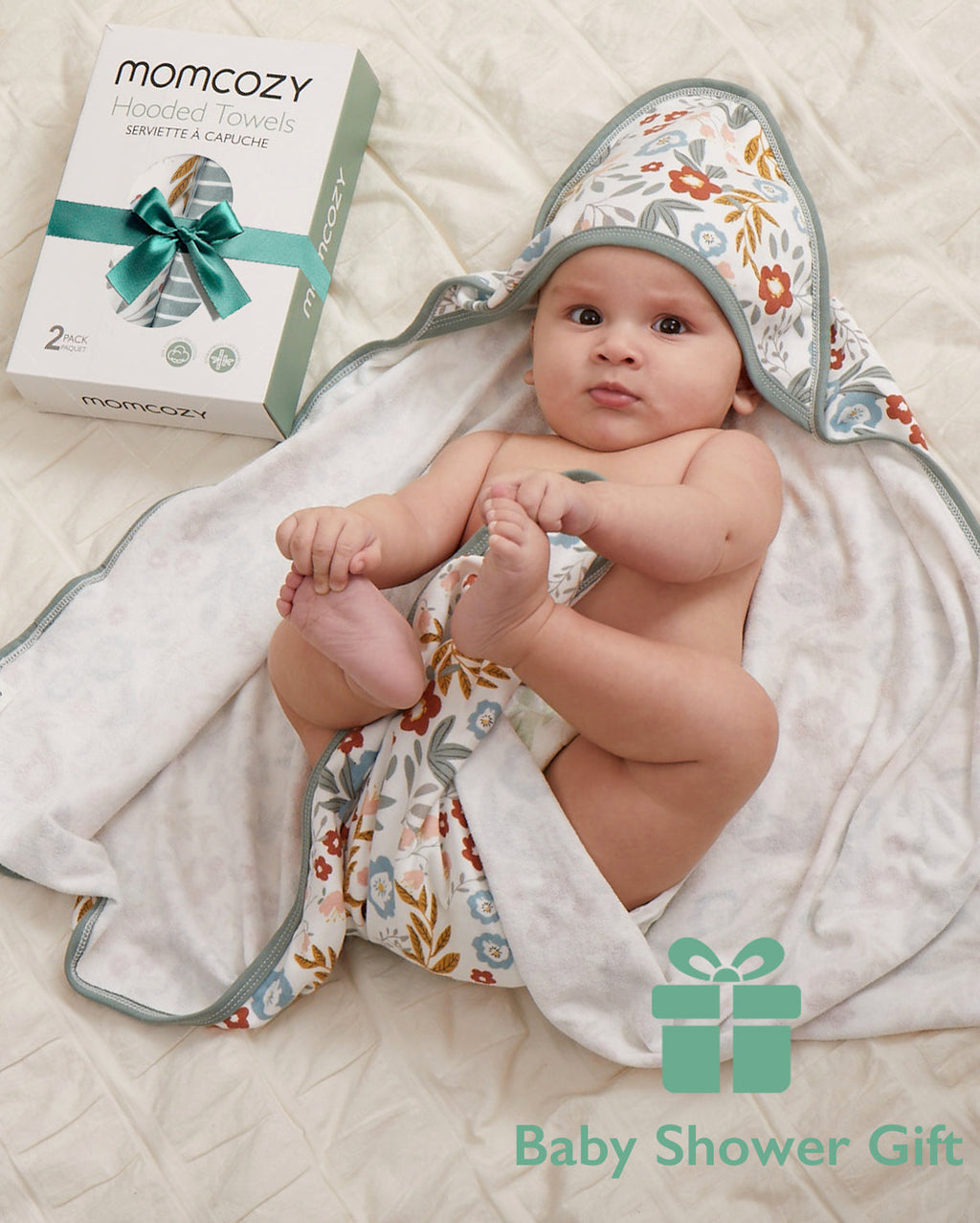 Momcozy Baby Hooded Towel - Petite Blossom, 2-Pack