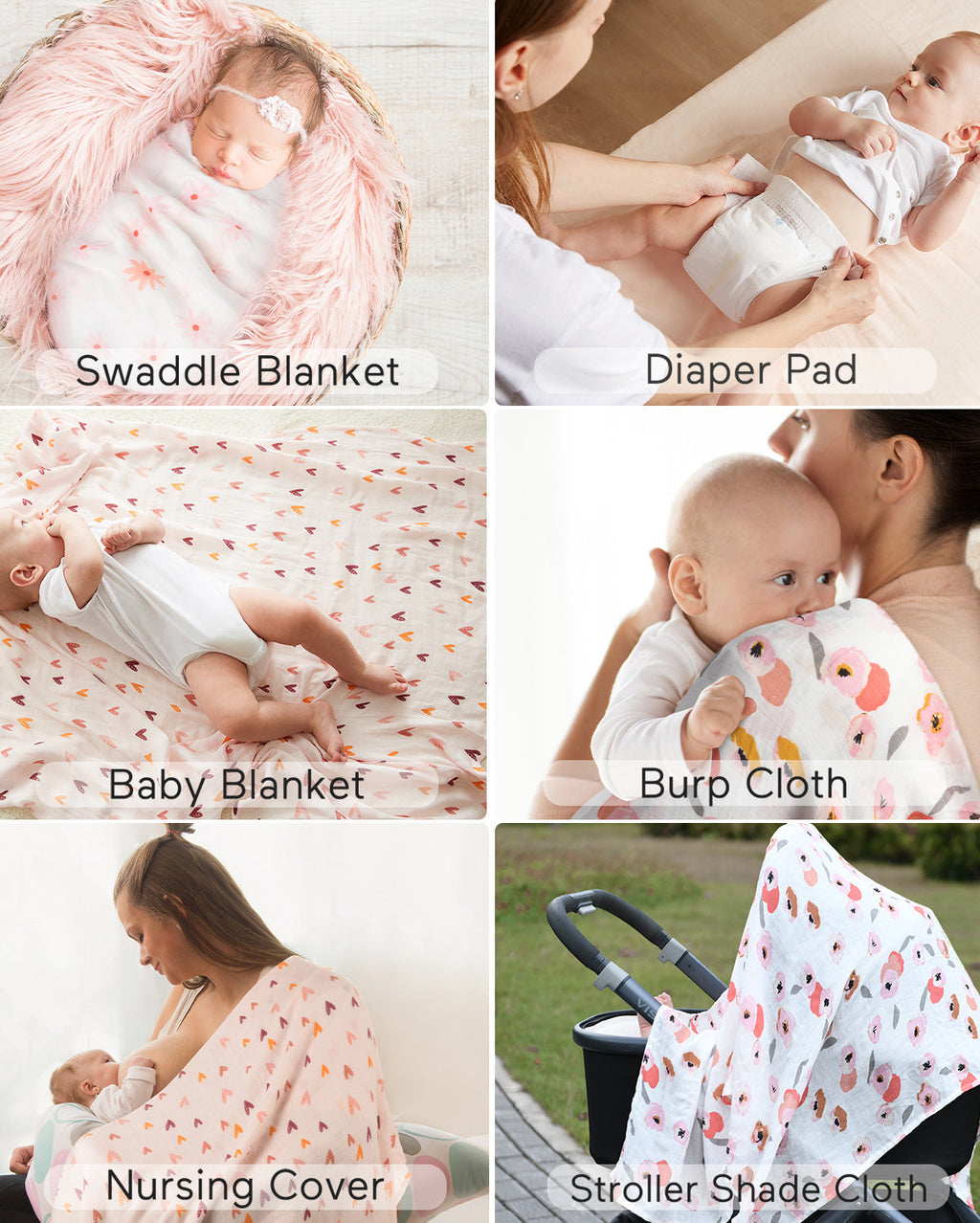 Momcozy Softness Swaddle Blankets - Heart Flower (4 Pack)