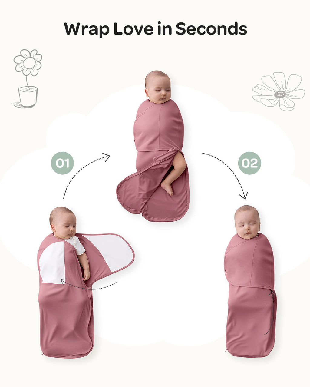 Momcozy Easy Swaddle Wrap For 0-3M