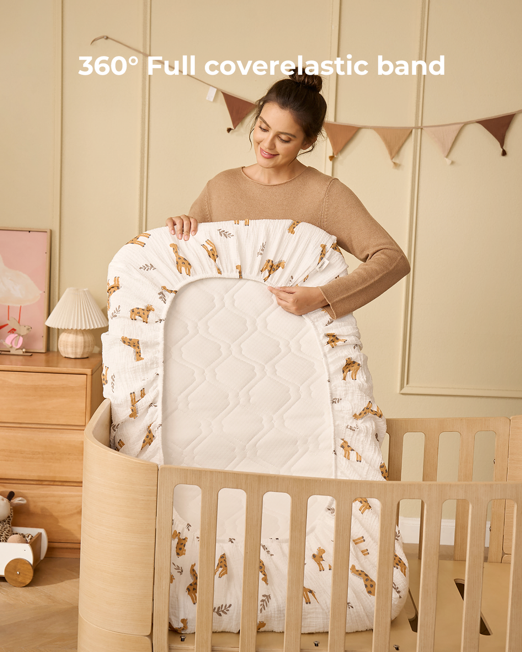 Momcozy Muslin Fitted Crib Sheets - 2 sizes - Bravery Giraffe
