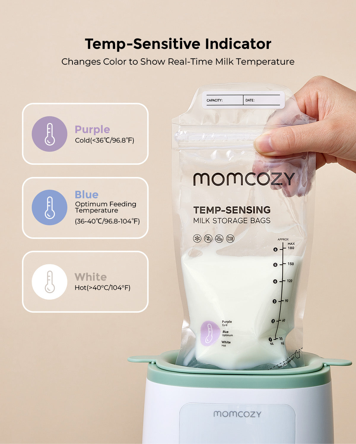 Nutri Smart Baby Bottle Warmer and 120 Count Breastmilk Storage Bags