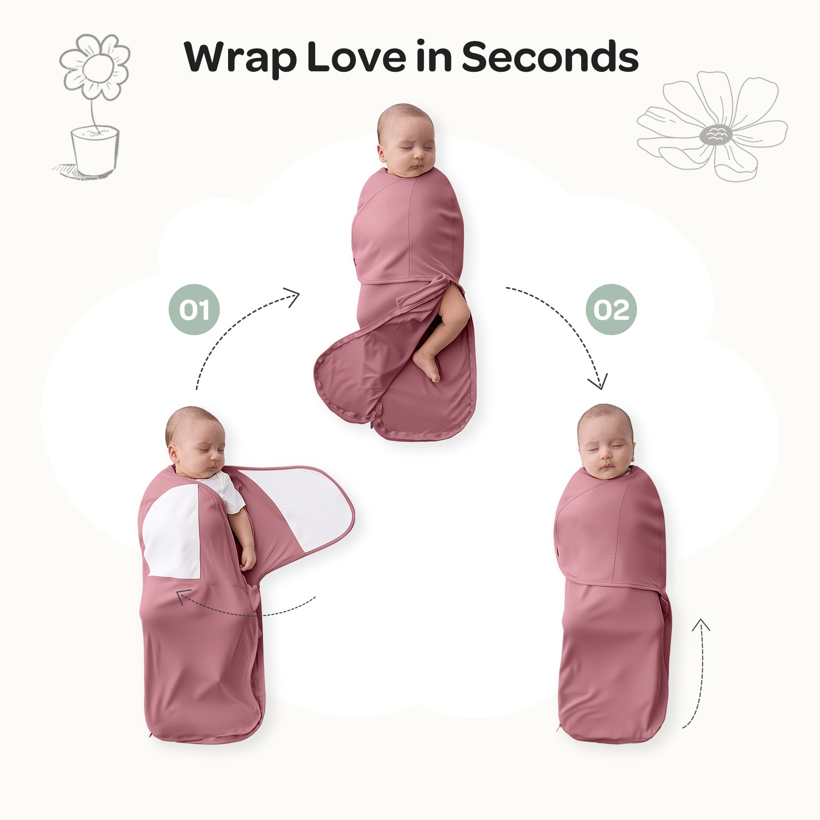 Baby Sleep Sack 1.5 TOG & Easy Swaddle Wrap For 0-3M Bundle