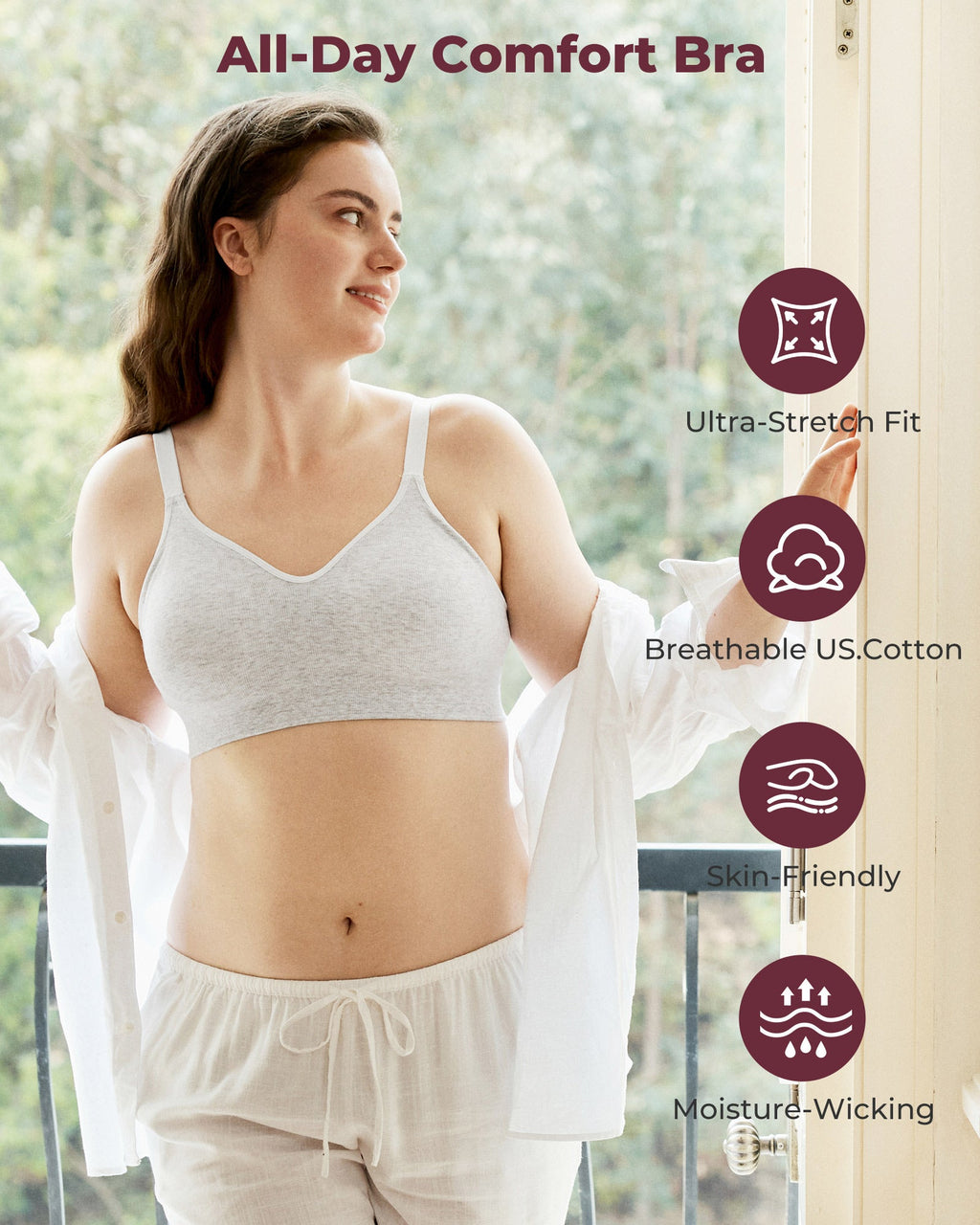 Momcozy U.S. Cotton Seamless Wireless Everyday Bras