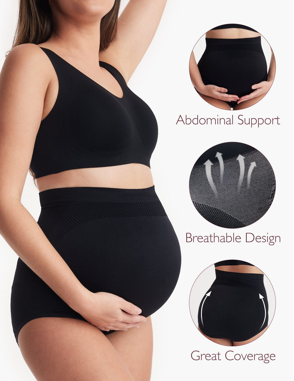 Ergonest Maternity Belly Band & High Waist Pregnancy Underwear & Pregnancy Wedge Pillows Bundle