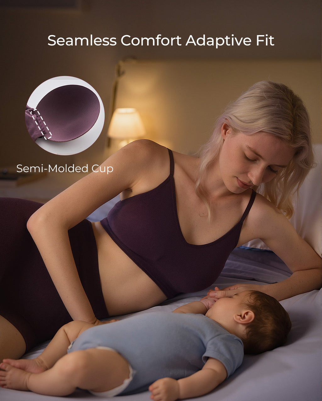 Momcozy Seamless Sleep Bra - Wireless, Stretchy & Soft