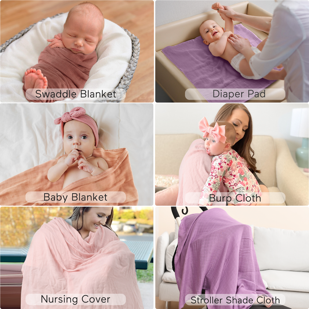 Momcozy Softness Swaddle Blankets - Pink Purple (4 Pack)