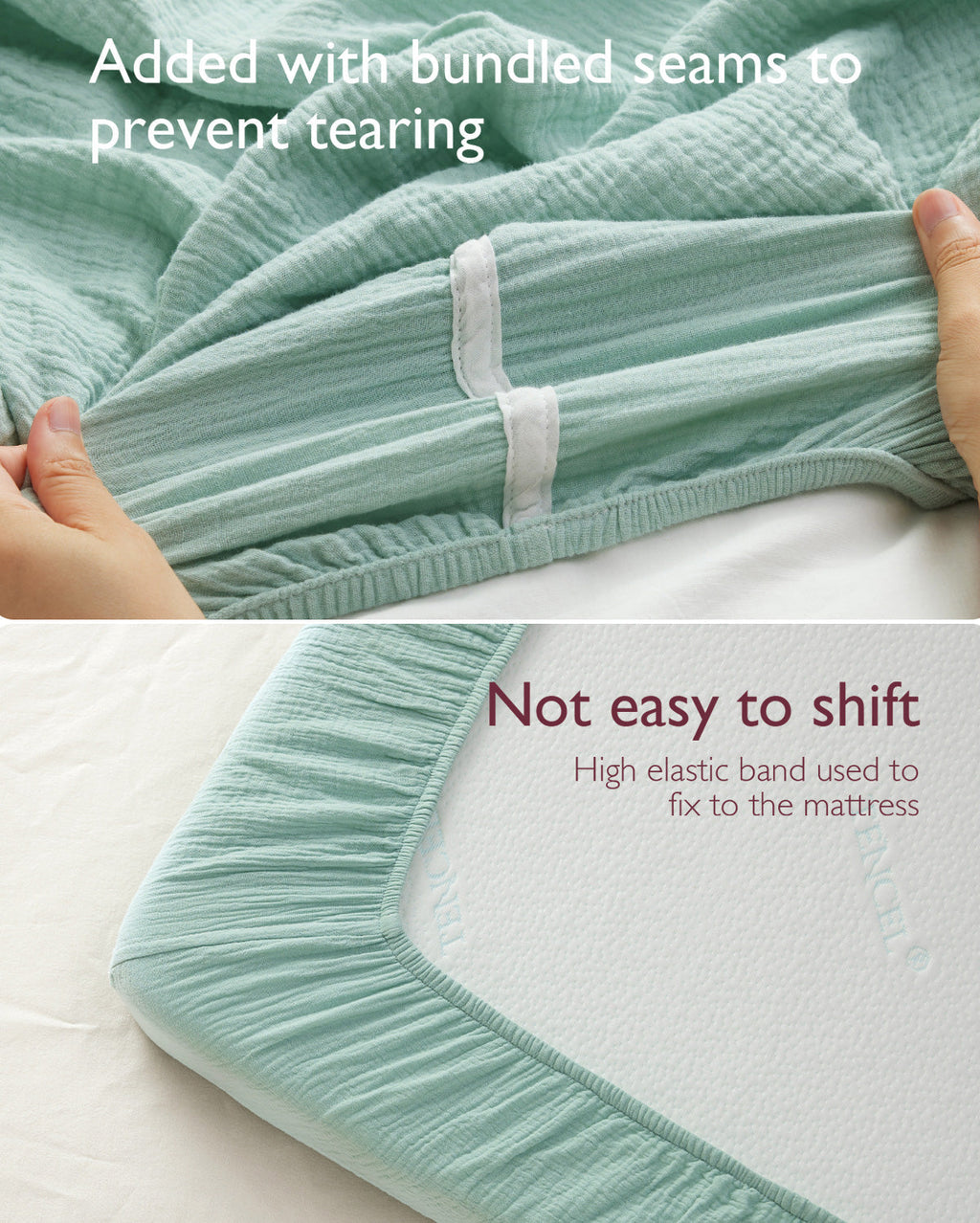 Momcozy Muslin Fitted Crib Sheets - 2 sizes - Green & Grey