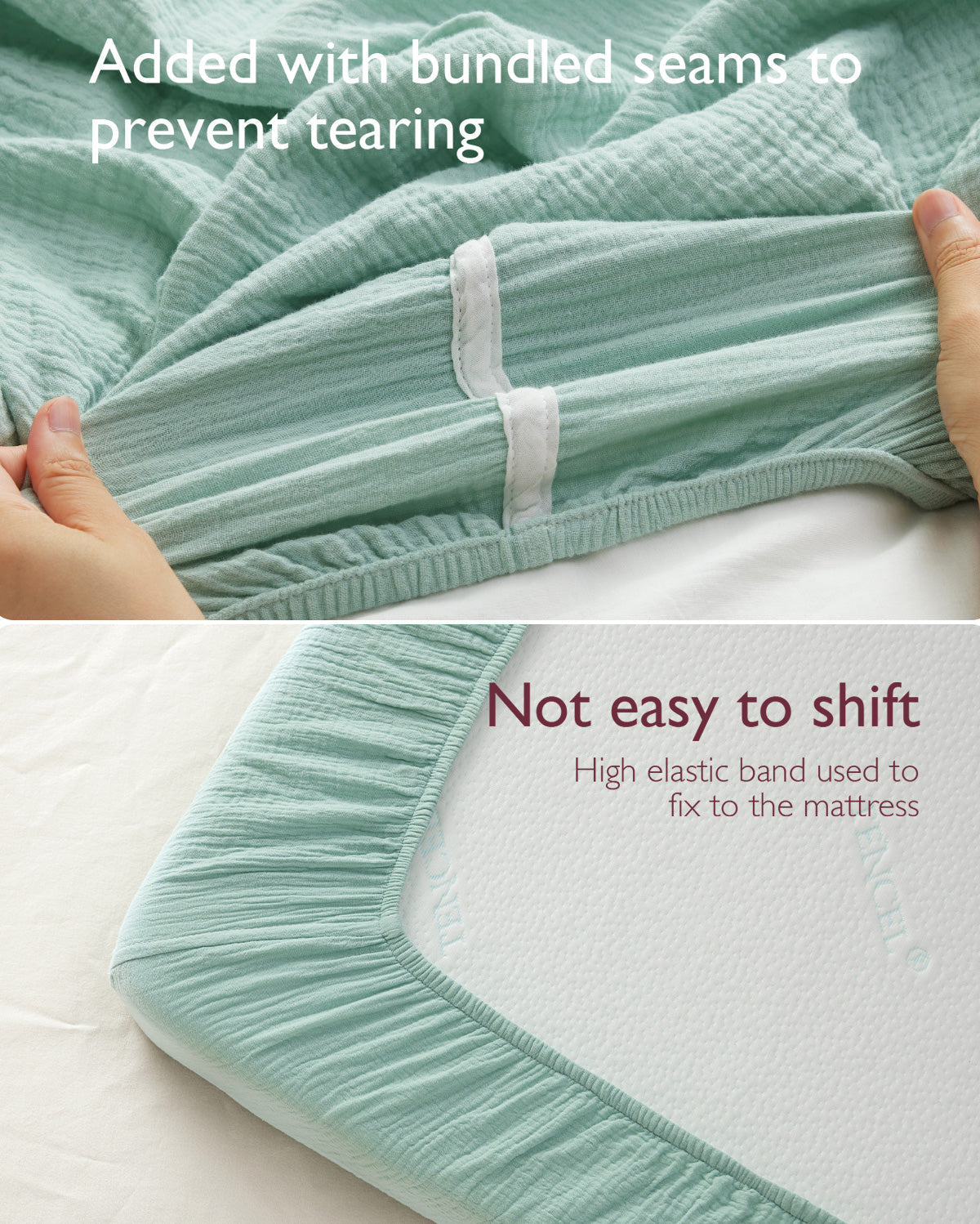 Momcozy Muslin Fitted Crib Sheets - 2 sizes - Green & Grey