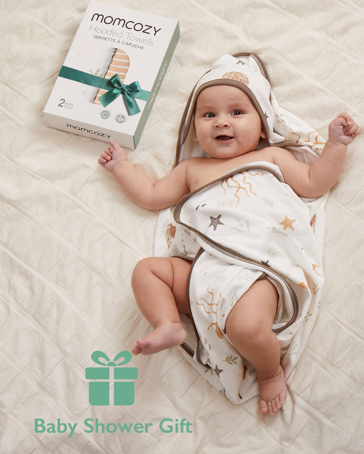 Momcozy Baby Hooded Towel - Ocean Whimsy, 2-Pack
