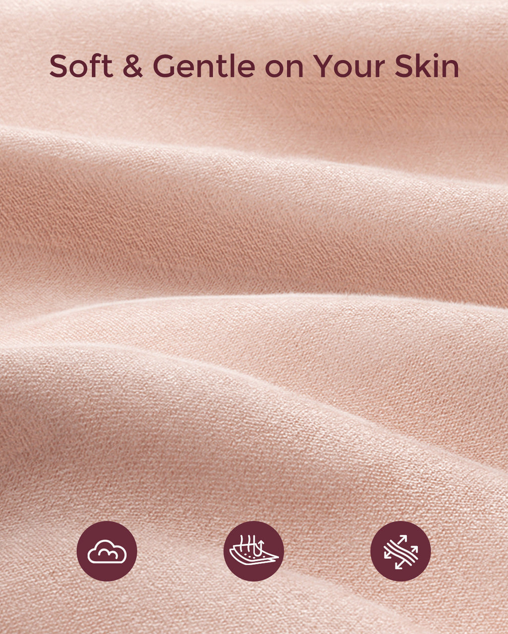 Close-up of soft, peachy-pink BumpEase maternity band fabric showcasing cloud-like softness, breathability, and stretch.