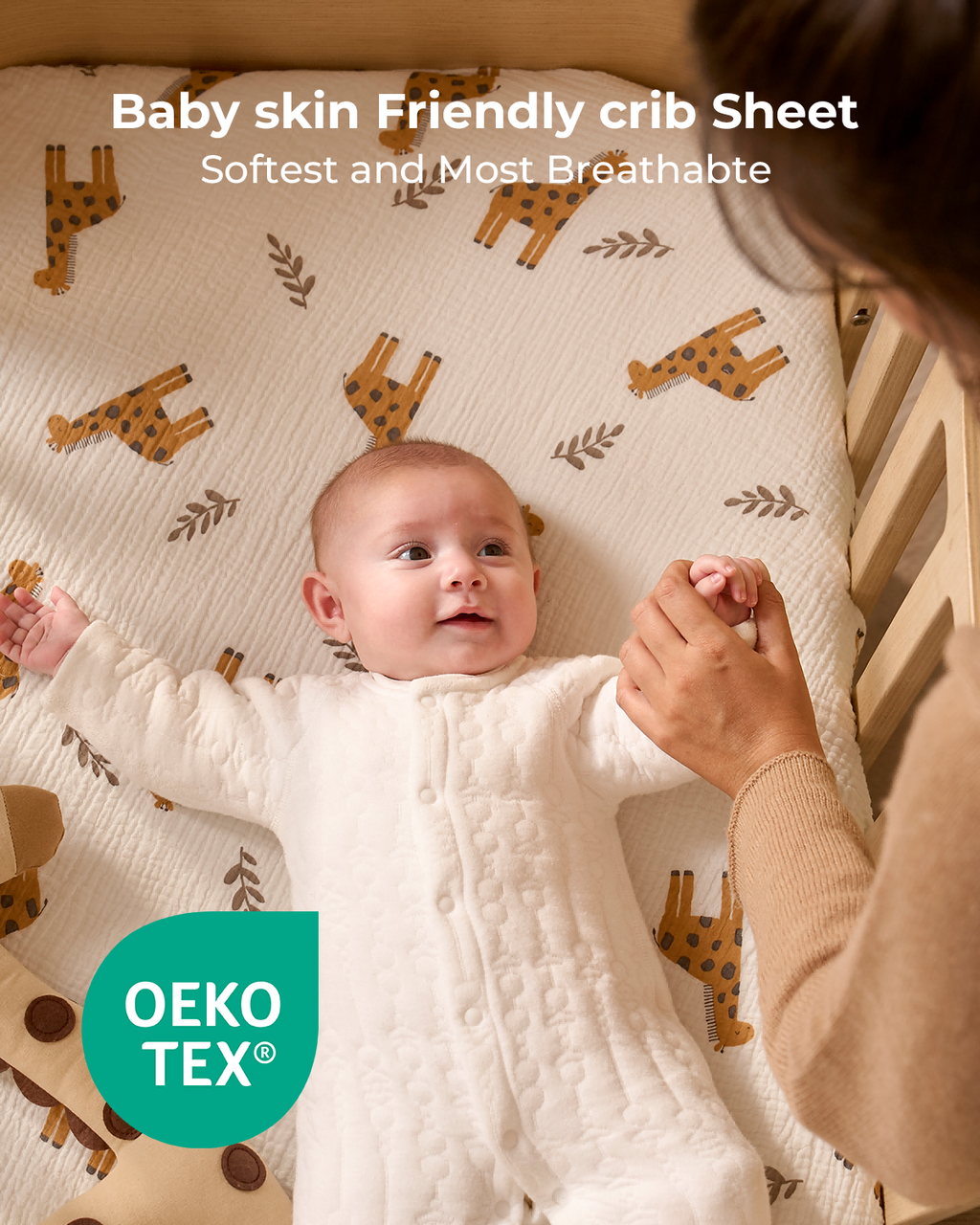 Momcozy Muslin Fitted Crib Sheets - 2 sizes - Bravery Giraffe
