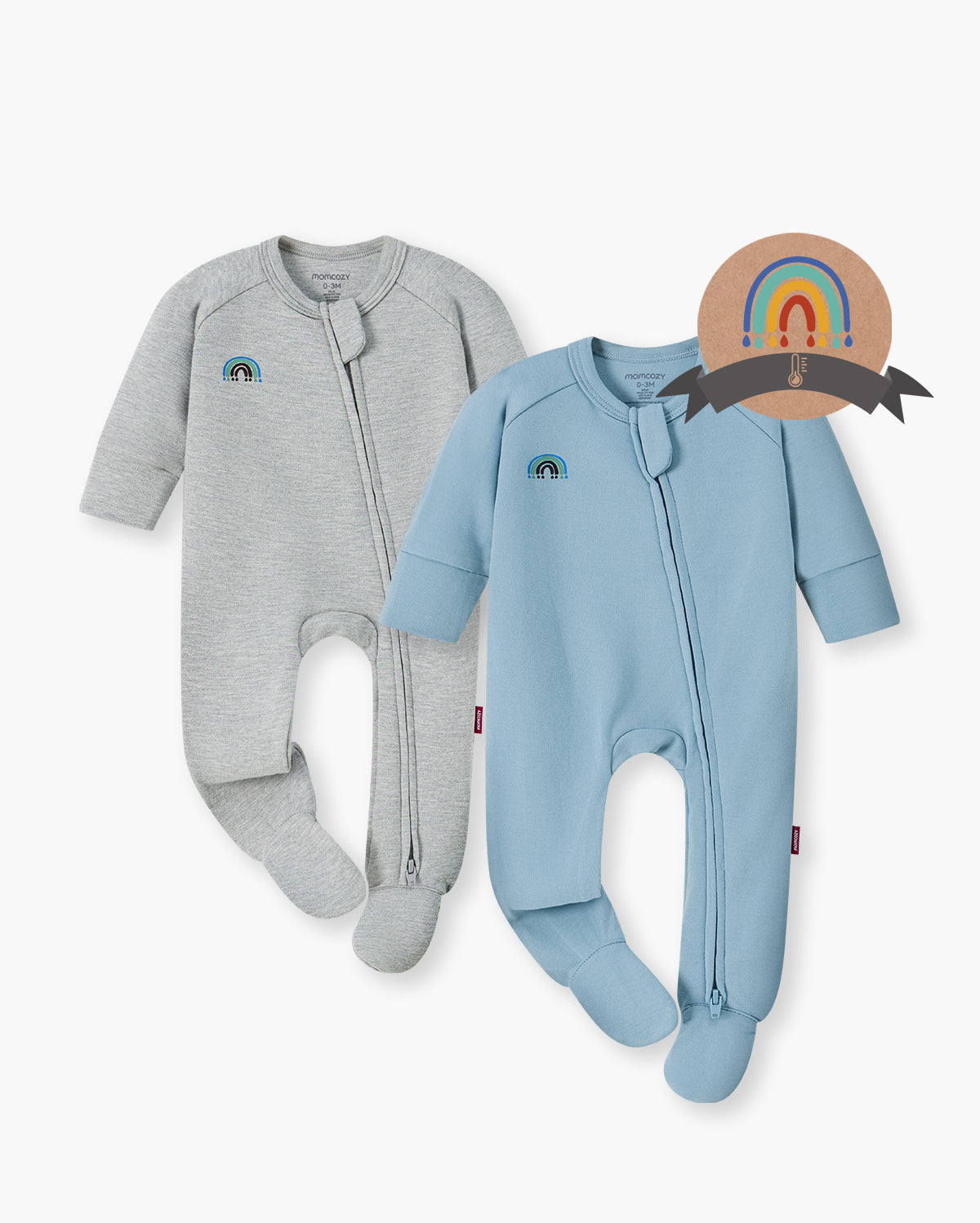 Momcozy Boy Girl Baby Pajamas - Newborn Sleepers - Dull Brown & Pinkish Grey
