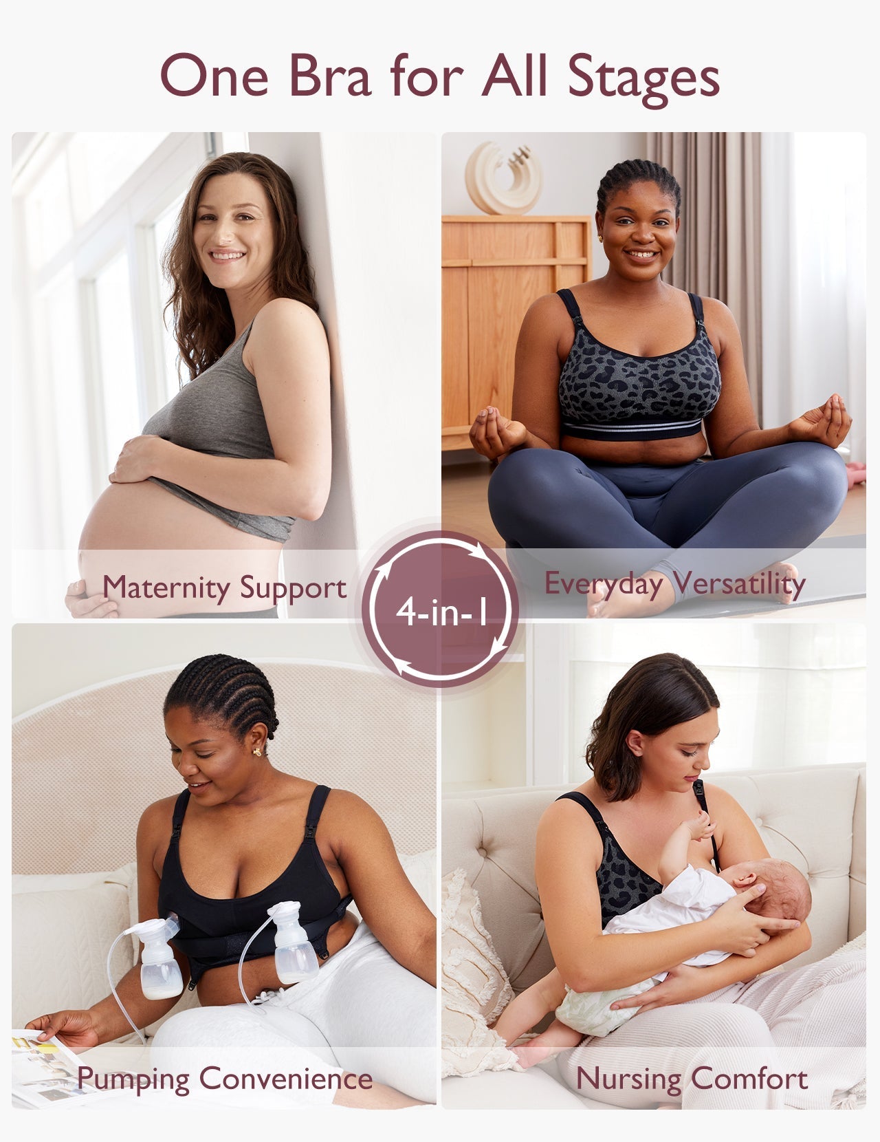 Ultra Soft Seamless Nursing Bra YN21 & DEX - 4-in-1 Hands Free Seamless Stretch Fabric Pumping Bra Bundle