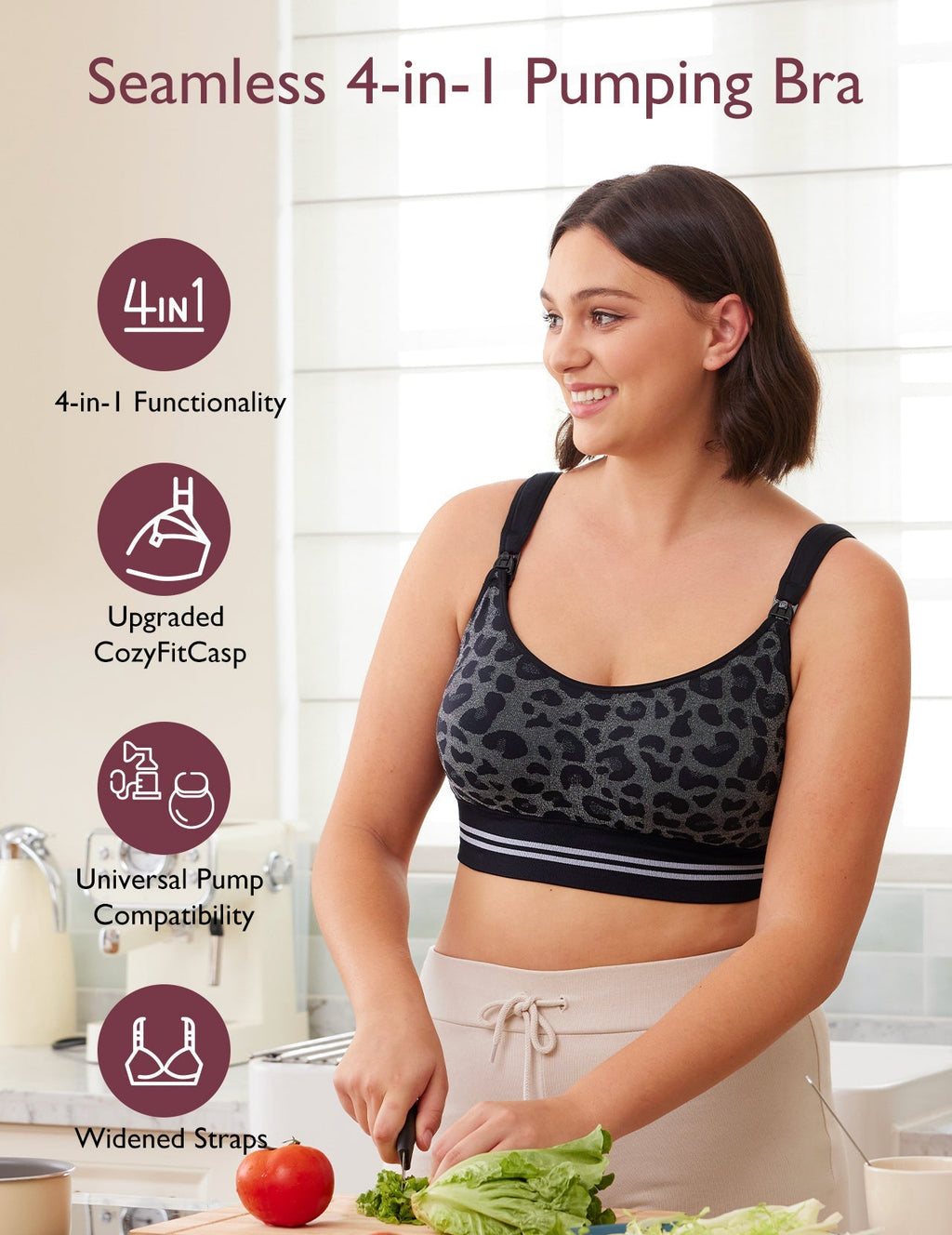 Ultra Soft Seamless Nursing Bra YN21 & DEX - 4-in-1 Hands Free Seamless Stretch Fabric Pumping Bra Bundle