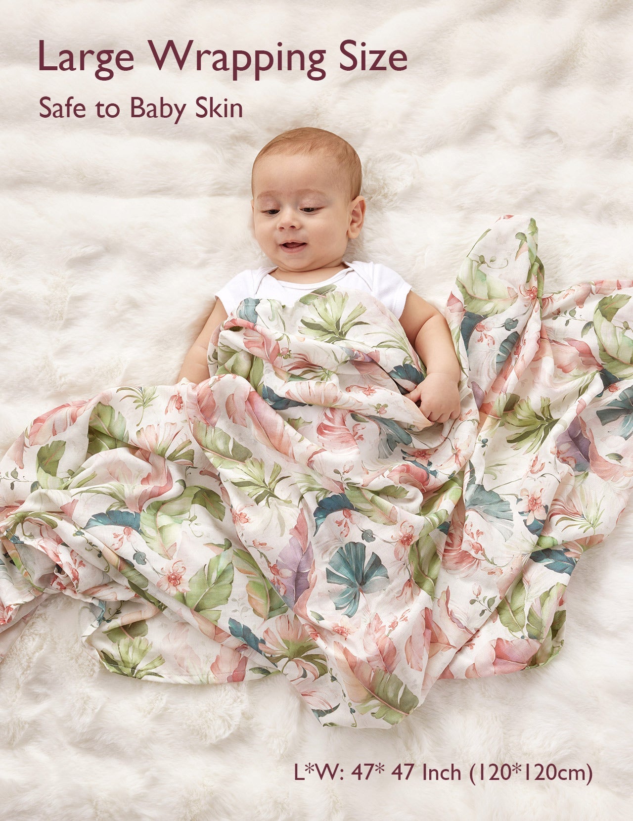 Momcozy Softness Swaddle Blankets - Flower Beige (2 Pack)