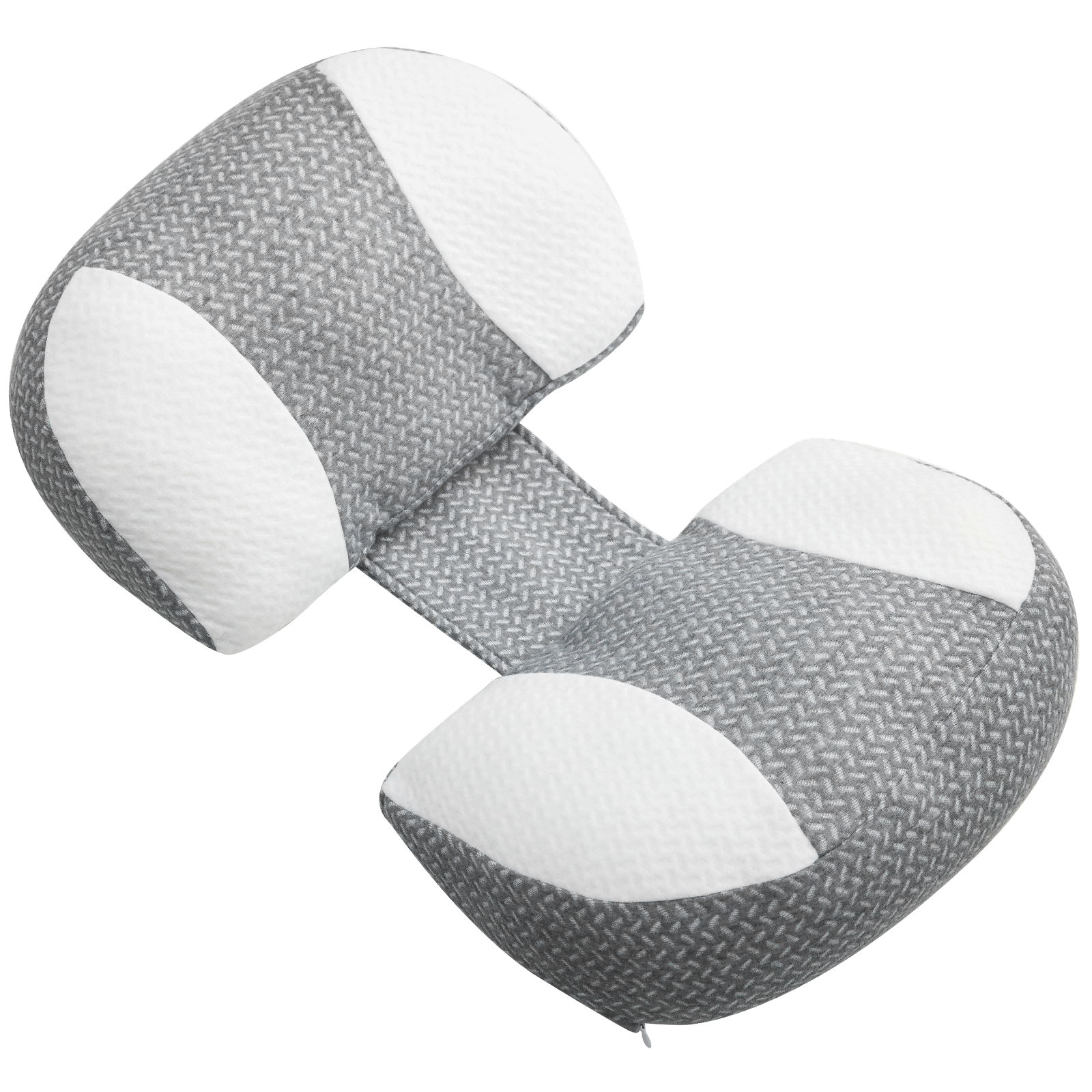 Grey W-shaped Pregnancy Wedge Pillow with Cooling Cover for optimal support.