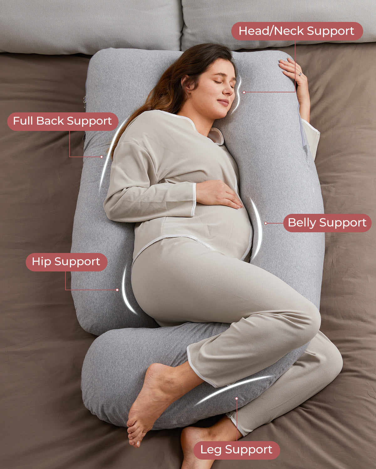 Huggable - 100% Cotton U Shaped Maternity Body Pillow