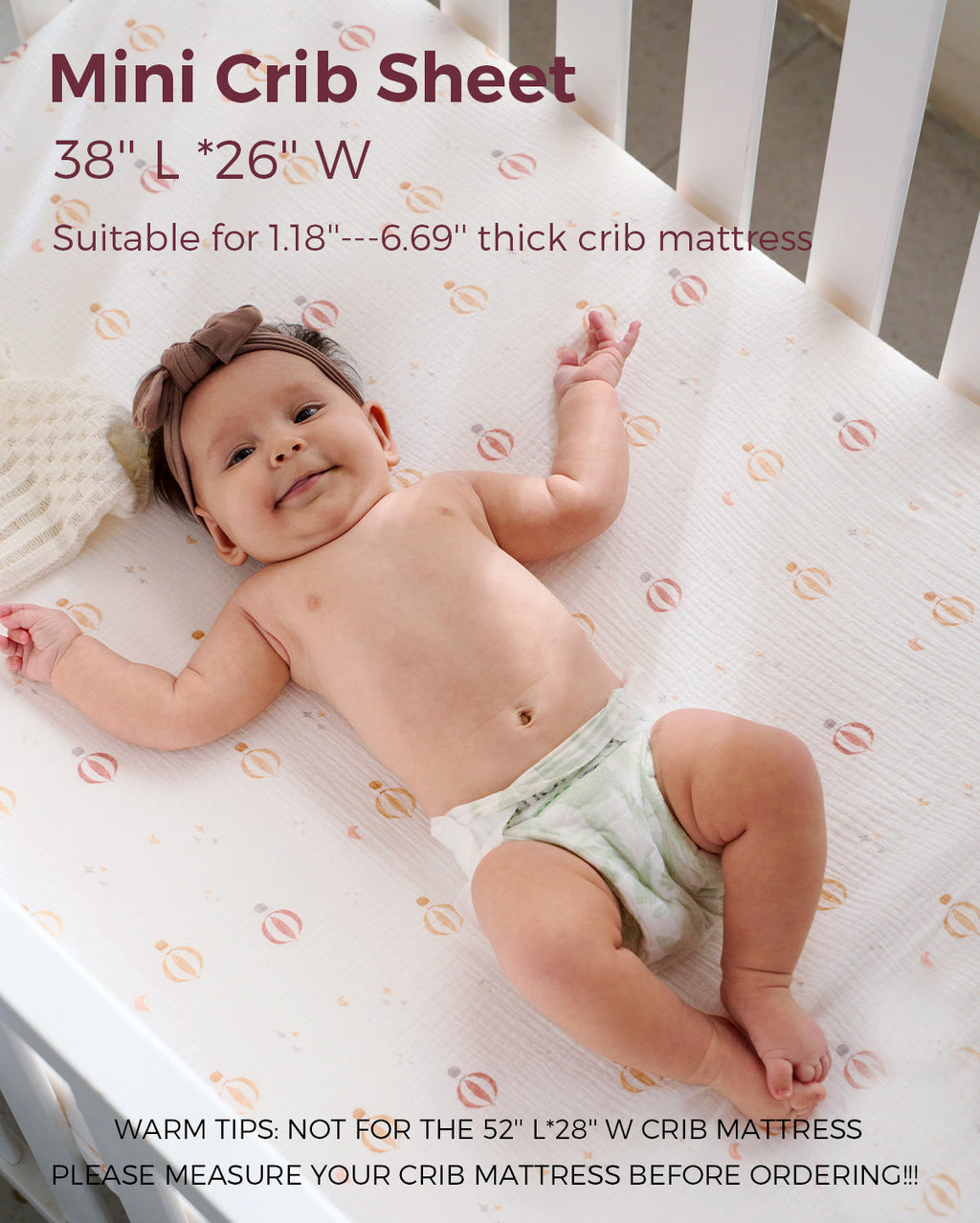 Momcozy Muslin Fitted Crib Sheets - 2 sizes - Green & Grey