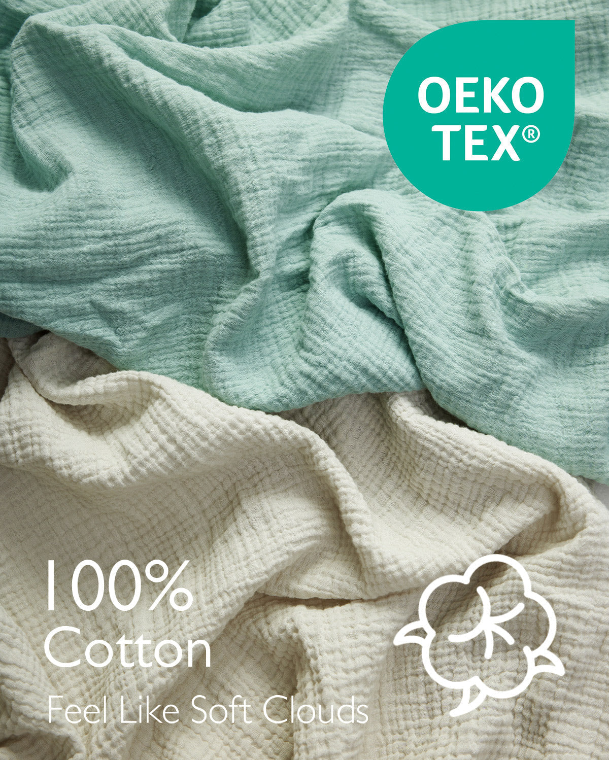 Momcozy Muslin Fitted Crib Sheets - 2 sizes - Green & Grey