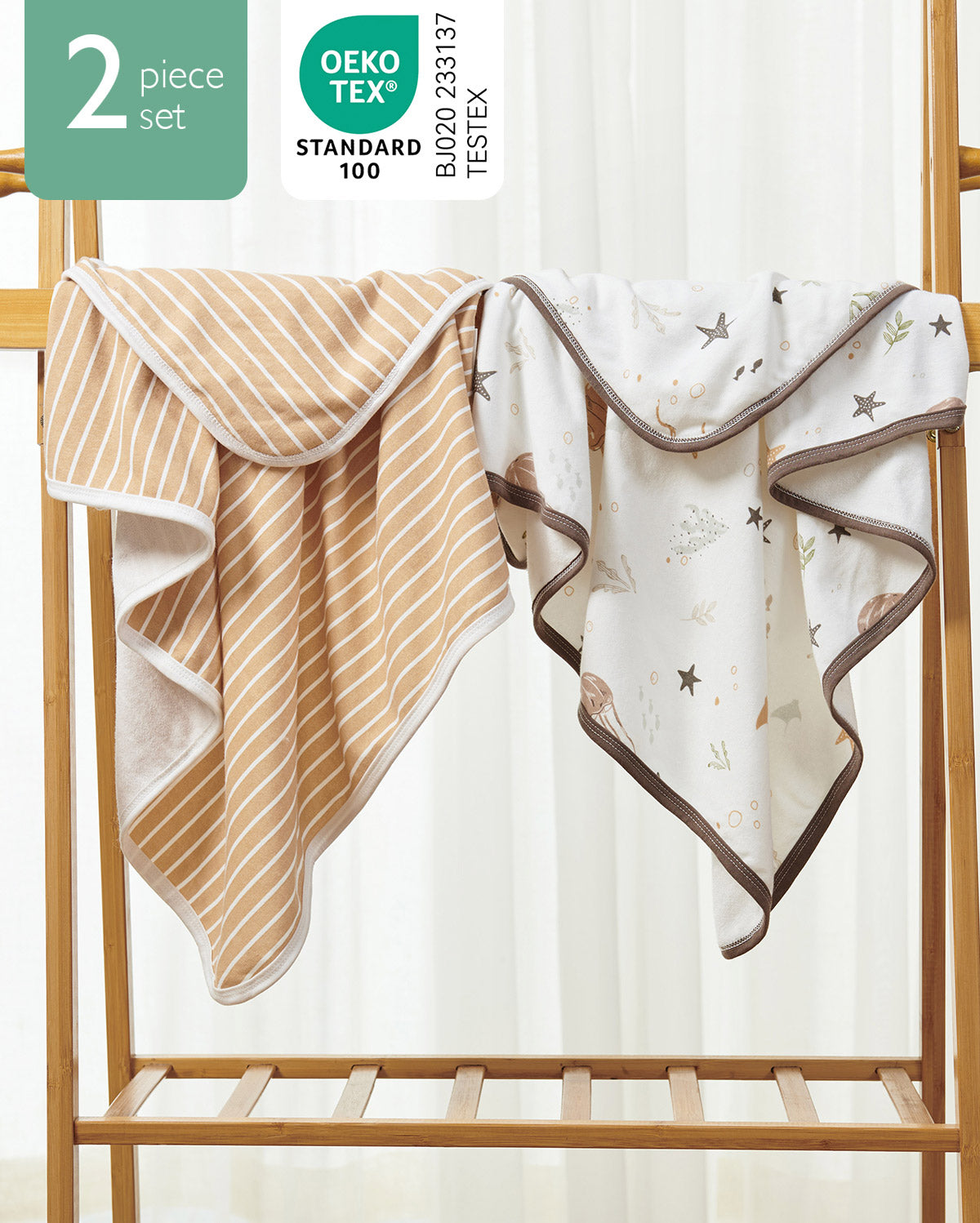 Momcozy Baby Hooded Towel - Ocean Whimsy, 2-Pack