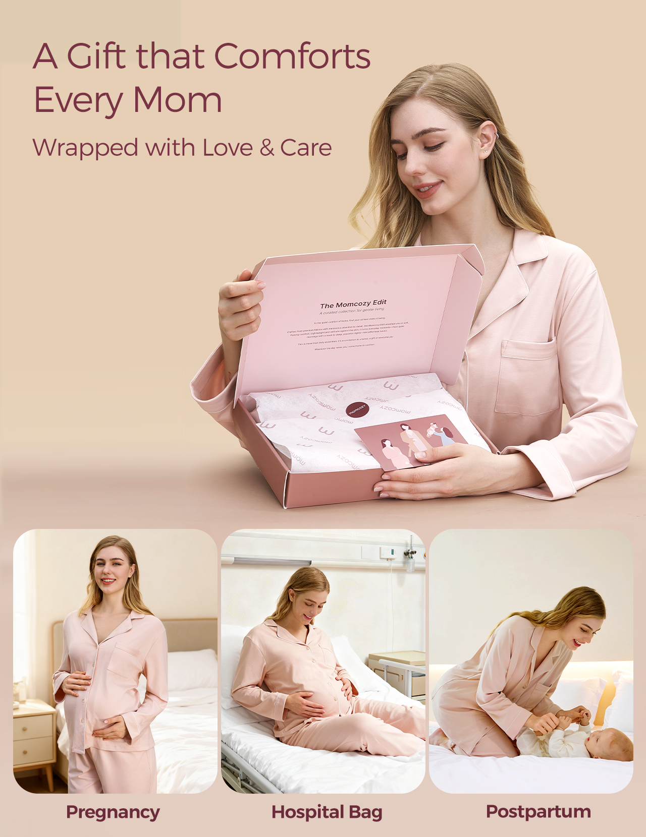 Postpartum Soft Cotton Nursing Pajama Set