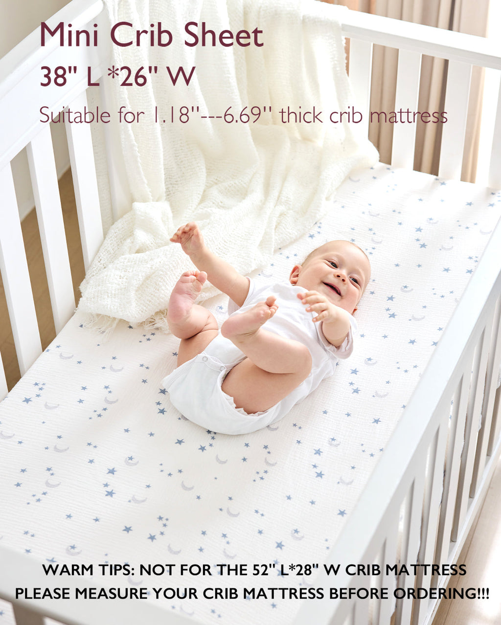 Momcozy Muslin Fitted Crib Sheets - 2 sizes - Green & Grey