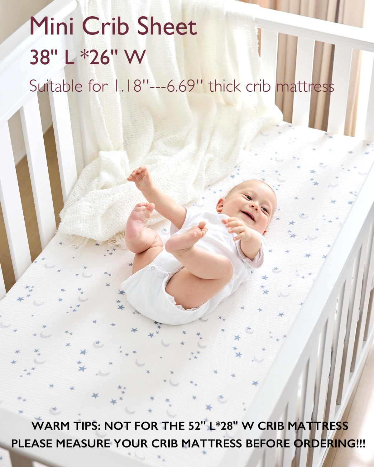 Momcozy Muslin Fitted Crib Sheets - 2 sizes - Green & Grey
