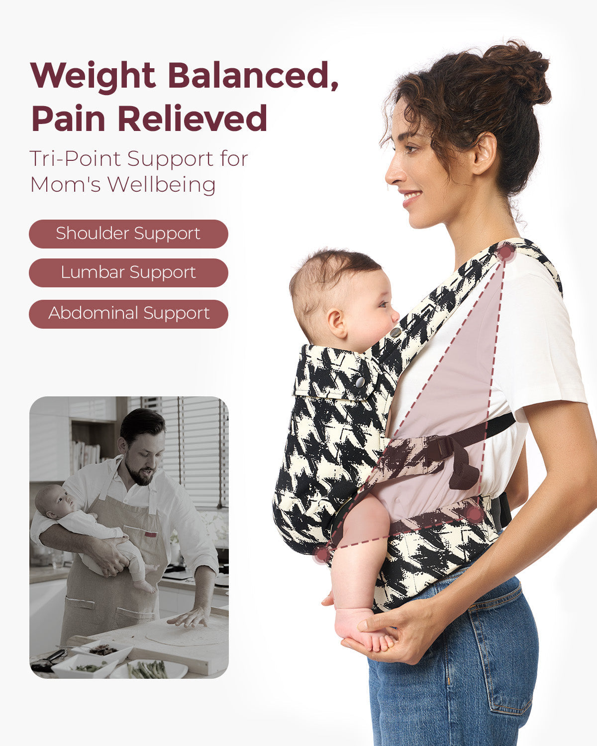 PureHug Baby Carrier - Cotton-Houndstooth