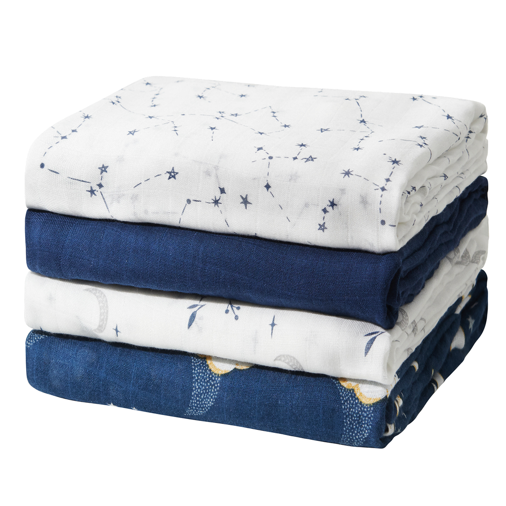 Momcozy Softness Swaddle Blankets - Midnight Star Clouds (4 Pack)