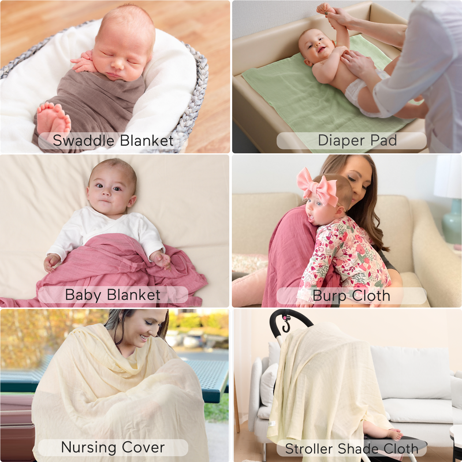 Momcozy Softness Swaddle Blankets - Light Green (4 Pack)