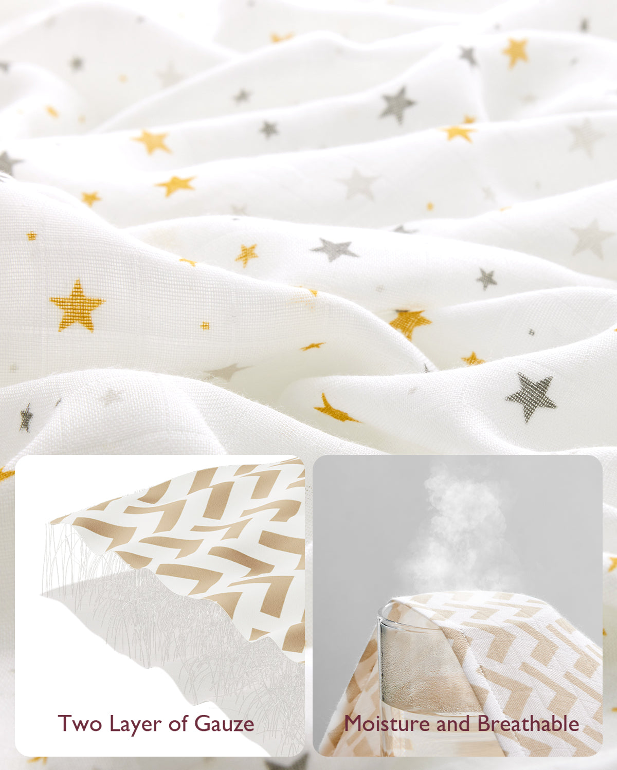 Momcozy Softness Swaddle Blankets - Bling Star (4 Pack)