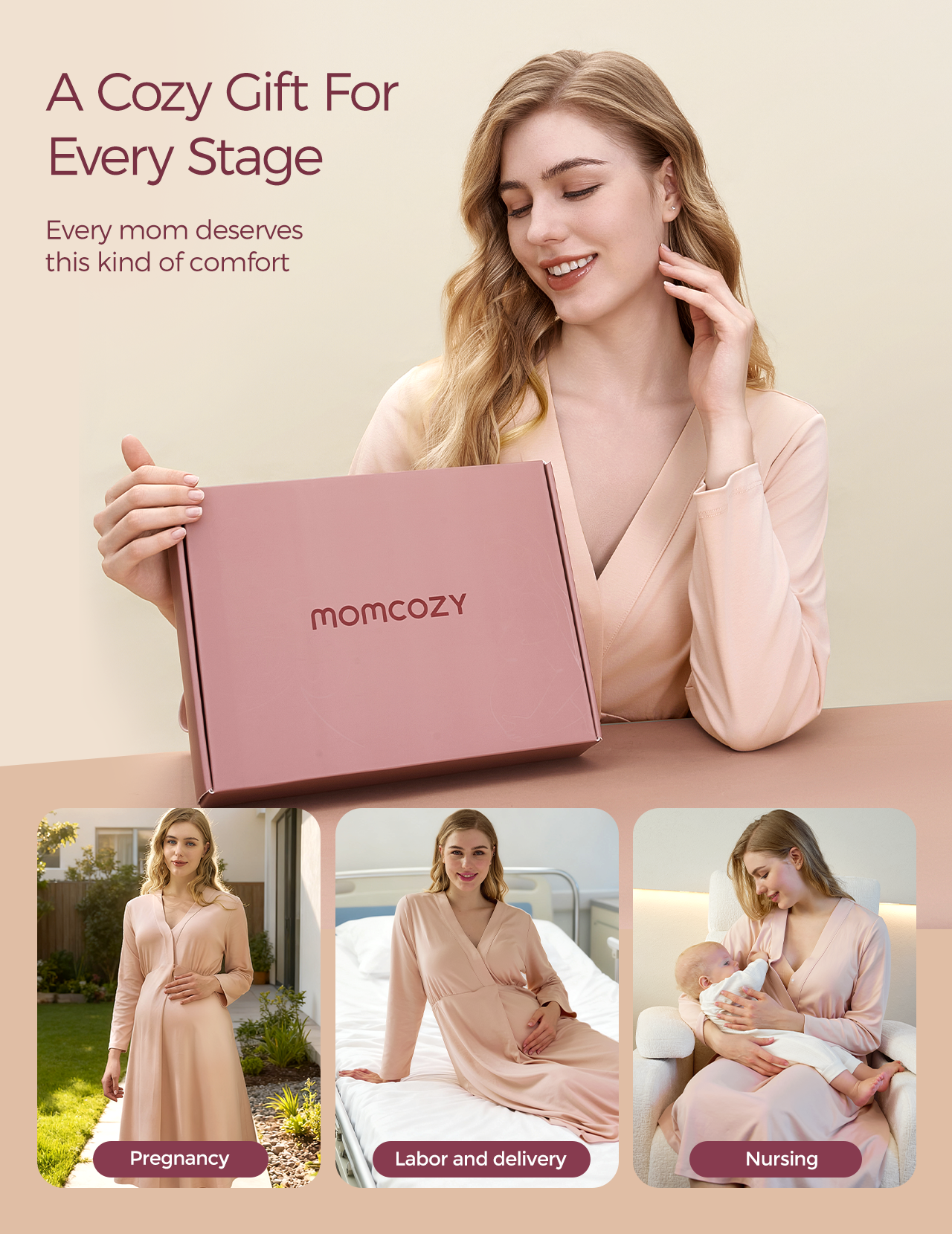 Momcozy Womens Nursing Maternity Nightgown for Breastfeeding